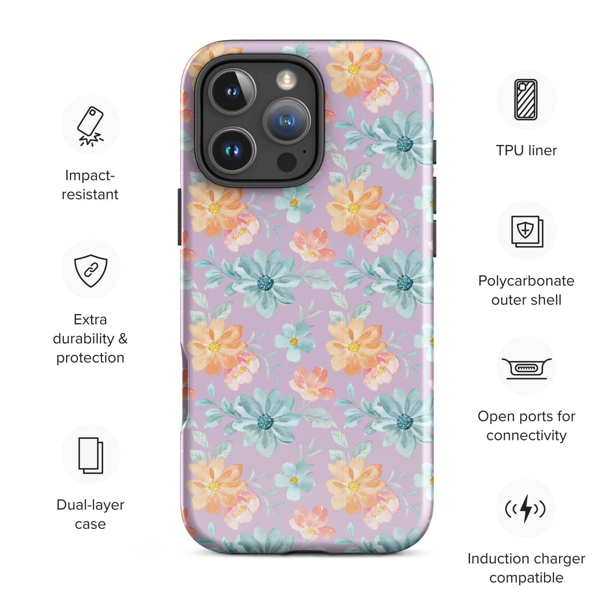 Watercolor Flowers Tough Case for iPhone