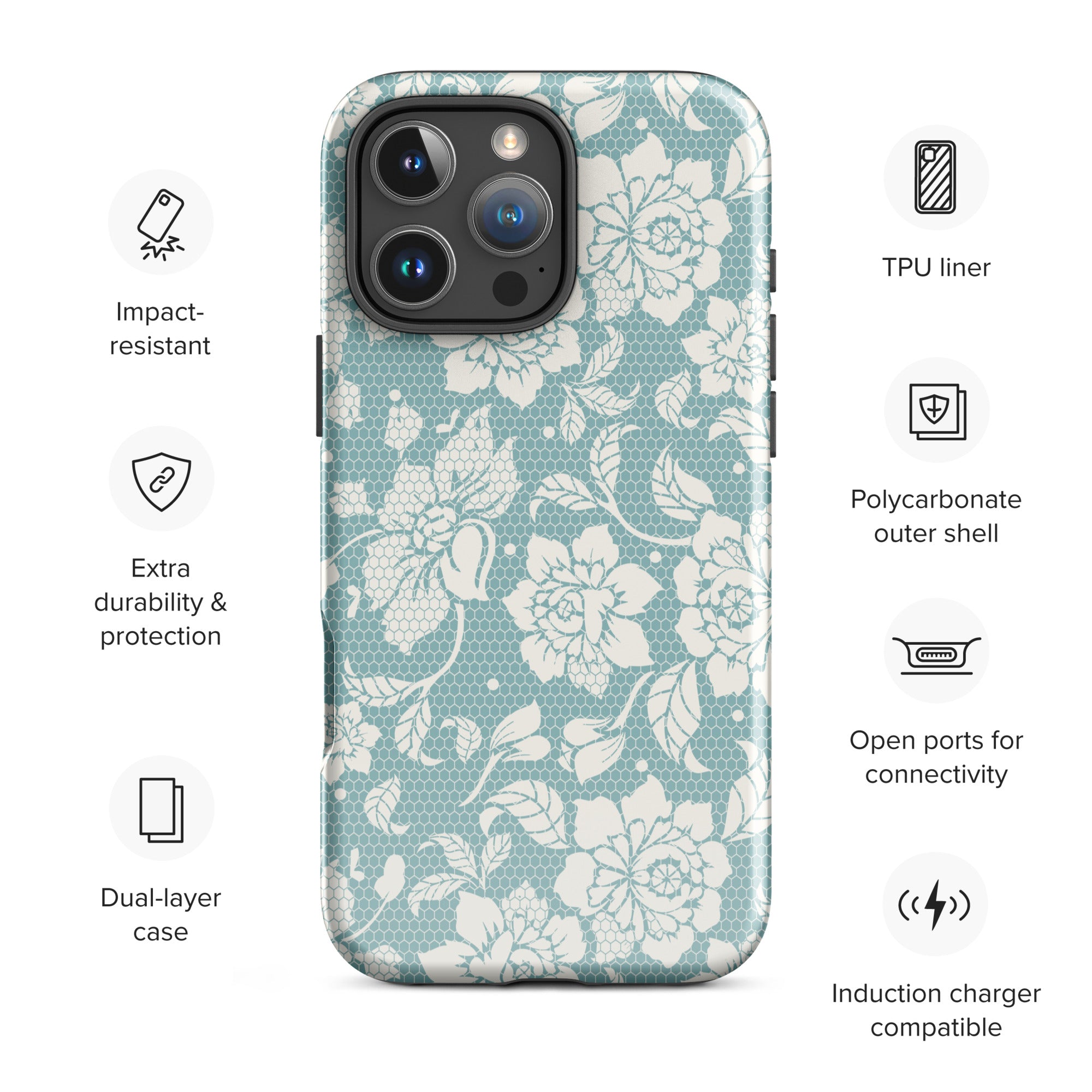 Lace Floral Cottagecore Tough Case for iPhone