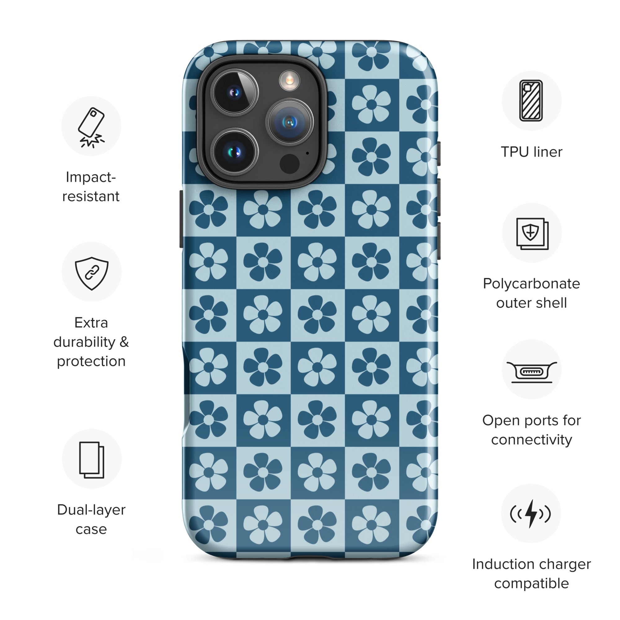 Mod Floral Checker Tough Case for iPhone