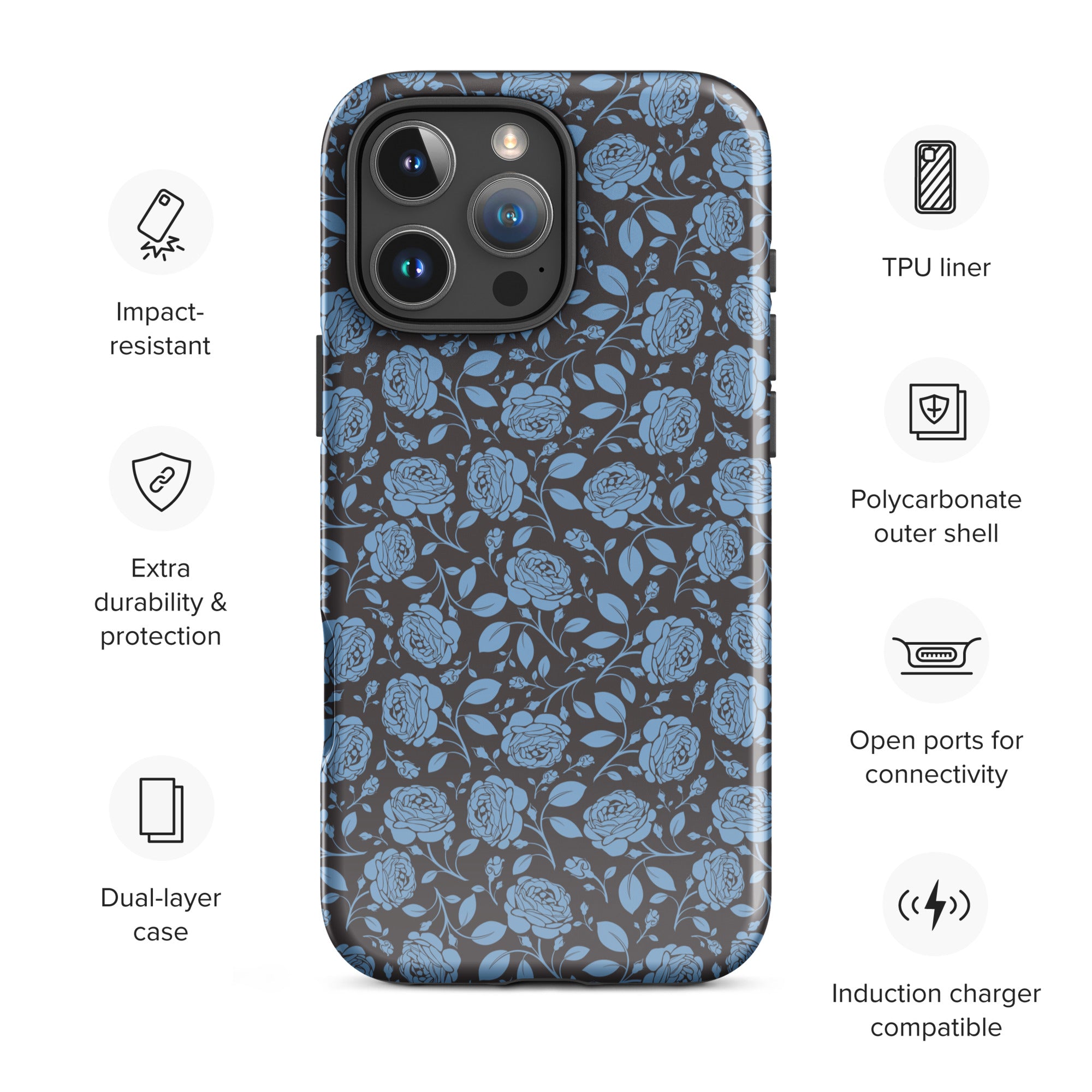 Elegant Blue Roses Tough Case for iPhone