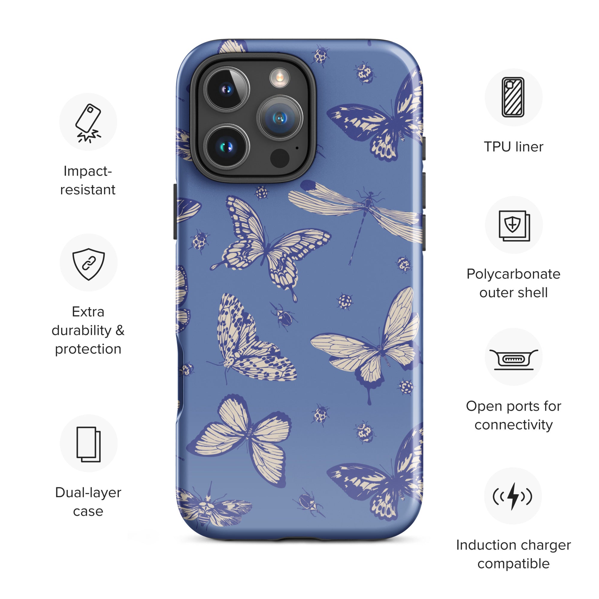 Butterfly Garden Blue Tough Case for iPhone
