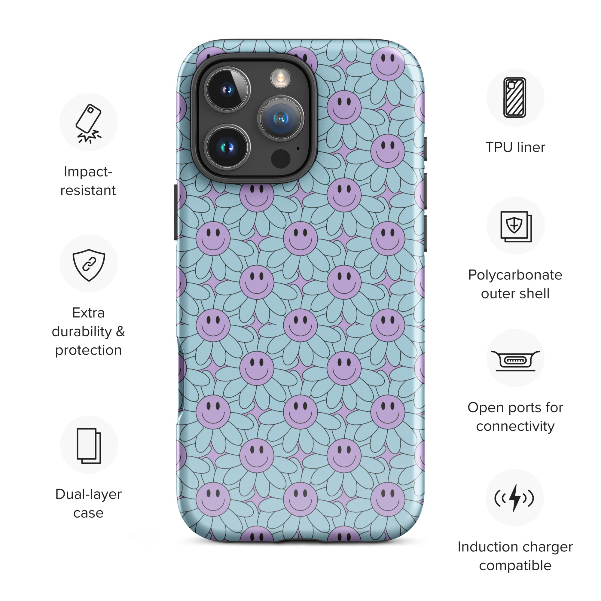 Groovy Purple Daisy Tough Case for iPhone