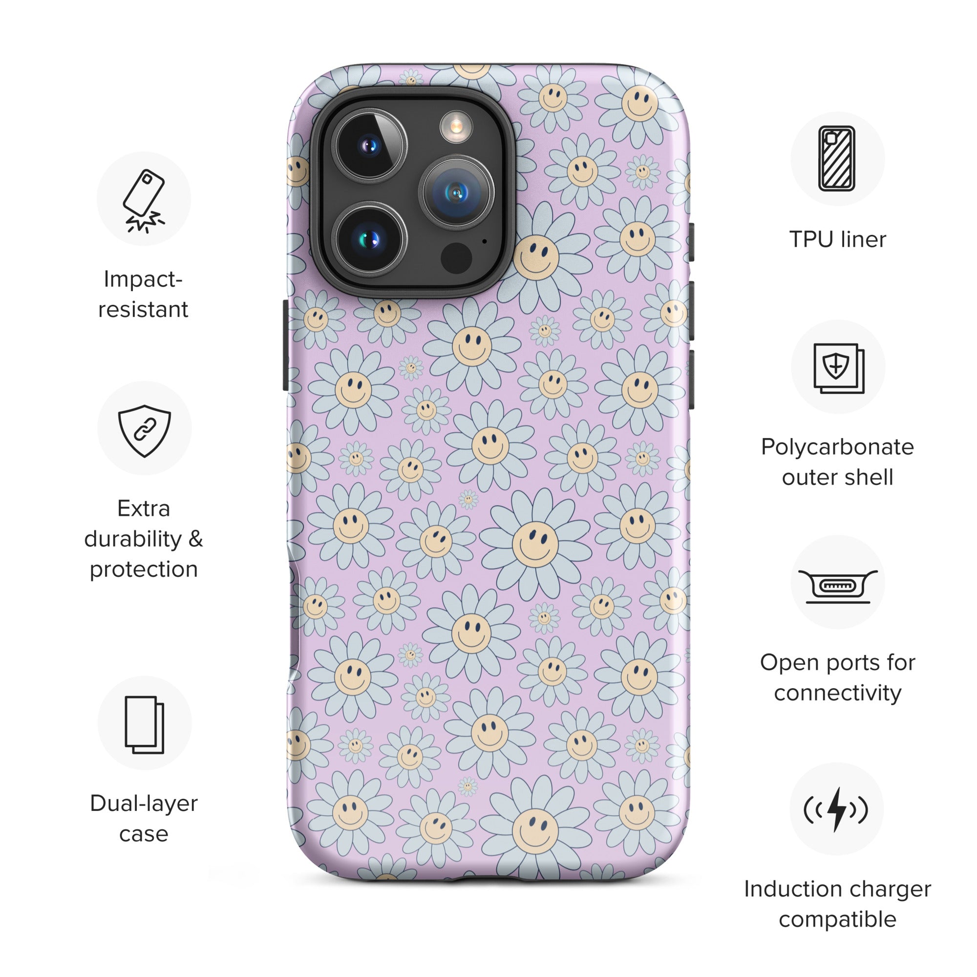Pastel Daisy Smiley Tough Case for iPhone