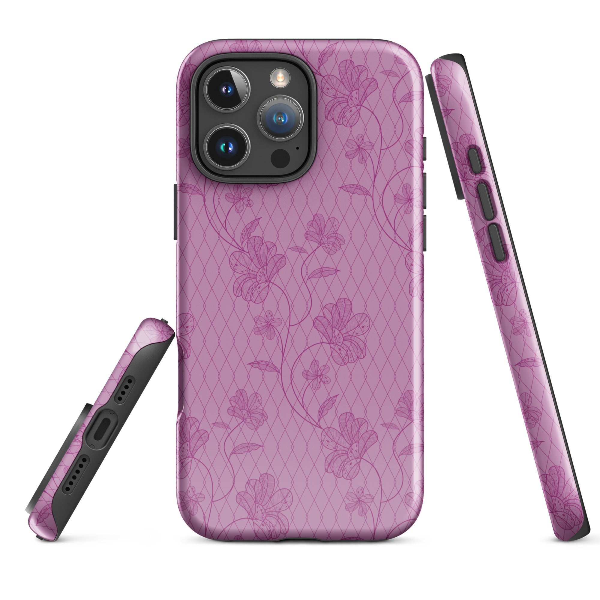 Mauve Floral Net Tough Case for iPhone