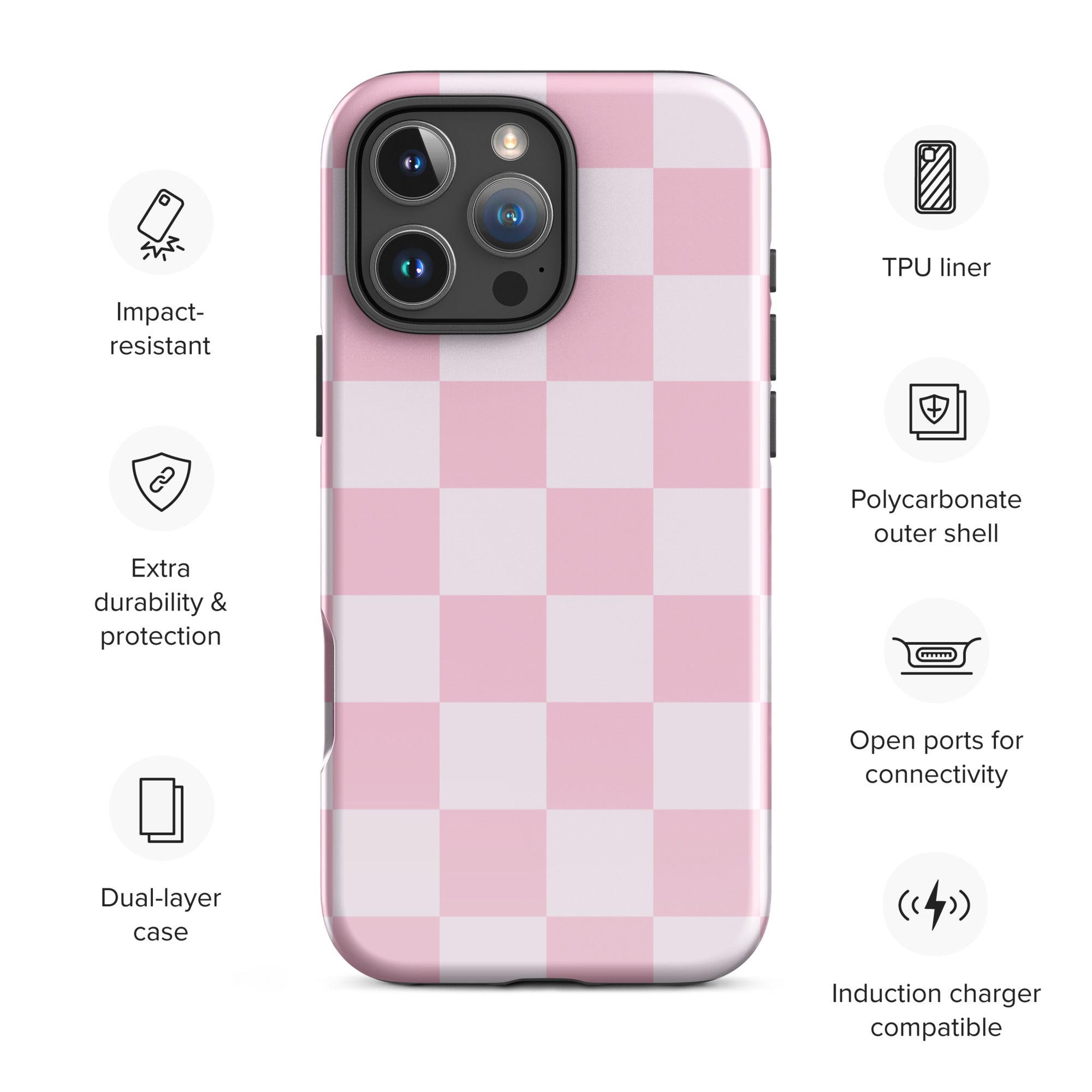 Pink Checkerboard Tough Case for iPhone