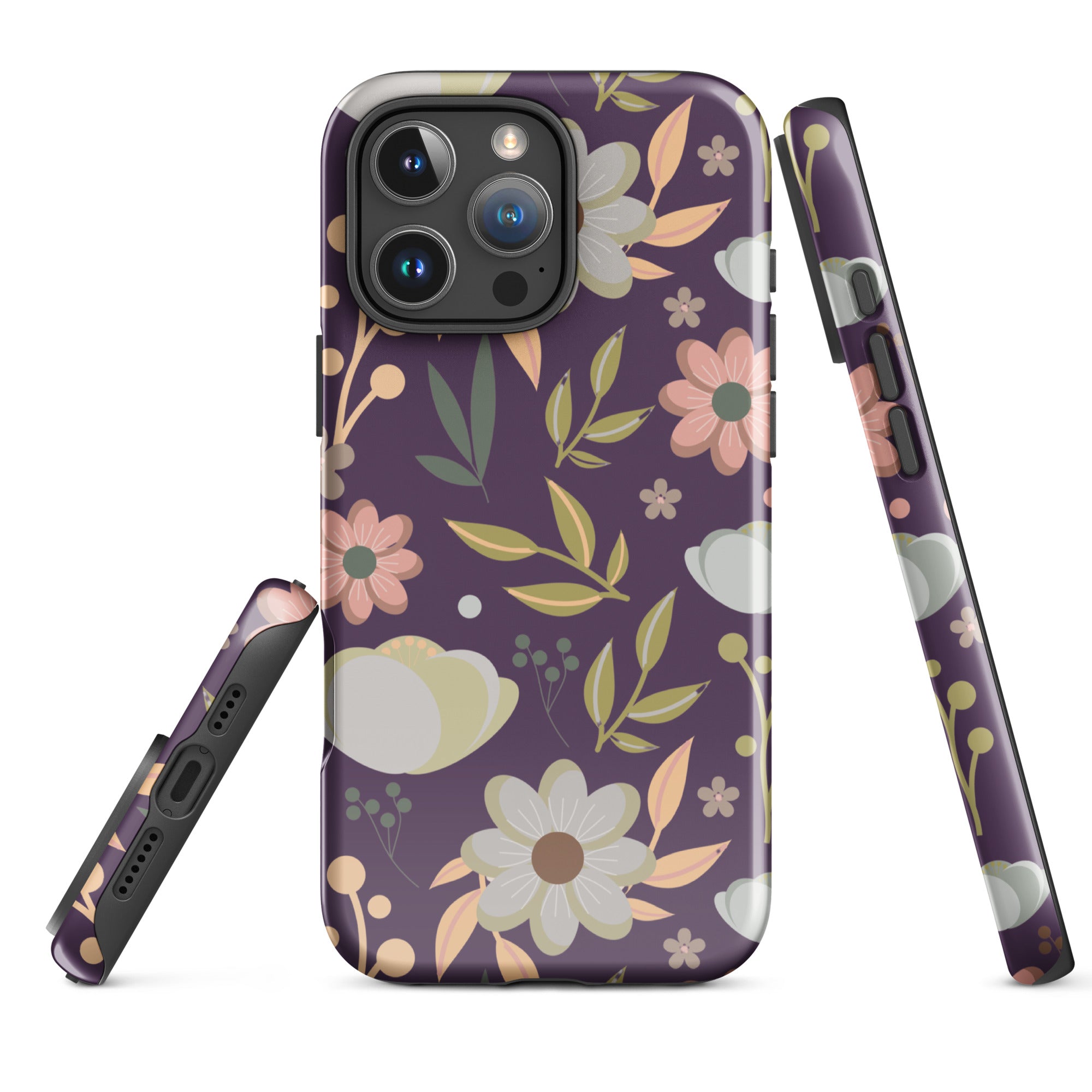 Vintage Floral Plum Tough Case for iPhone