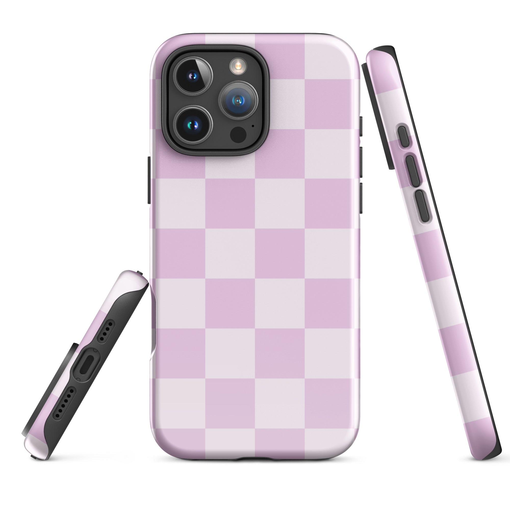 Lilac Checkered Print Tough Case for iPhone