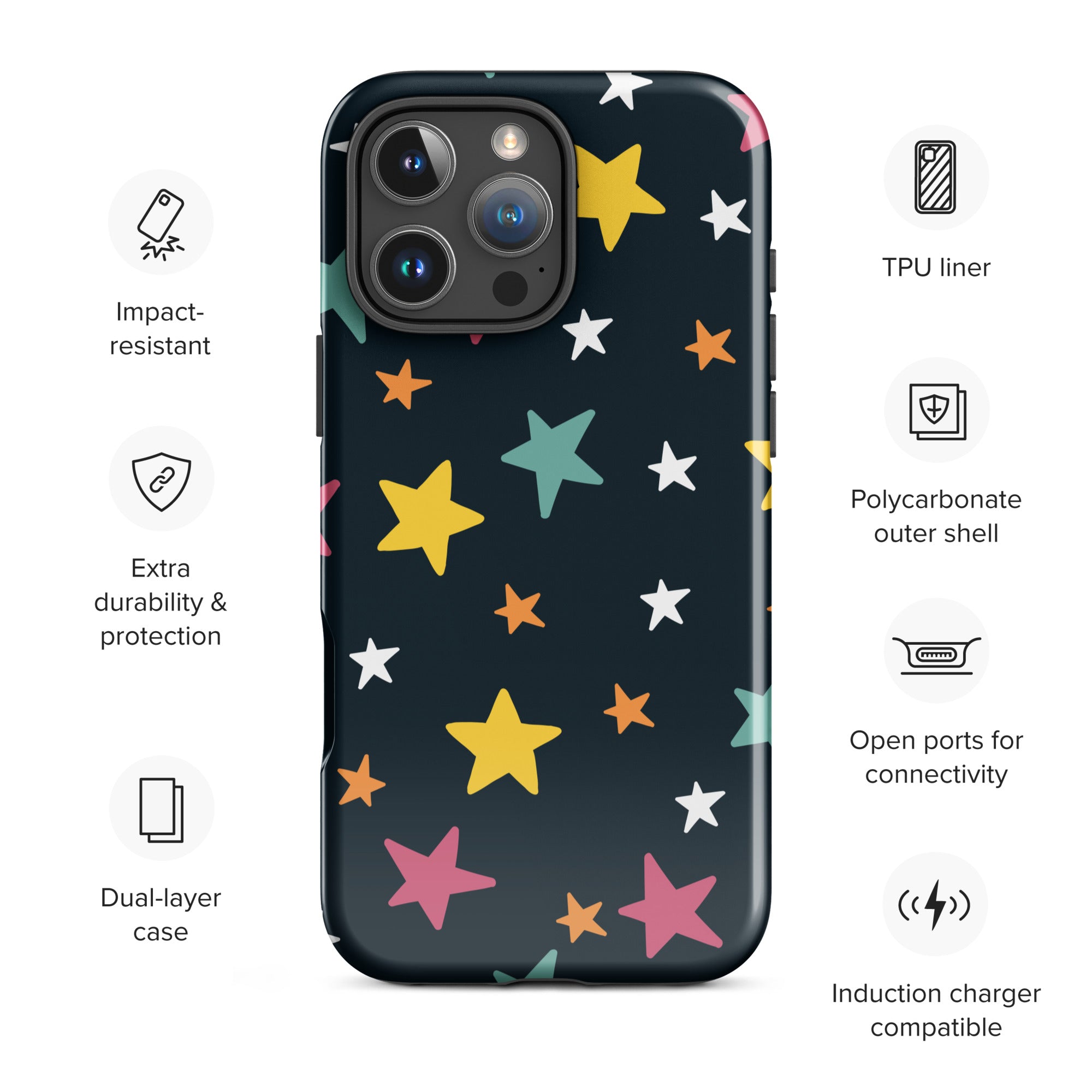 Colorful Star Pattern Tough Case for iPhone