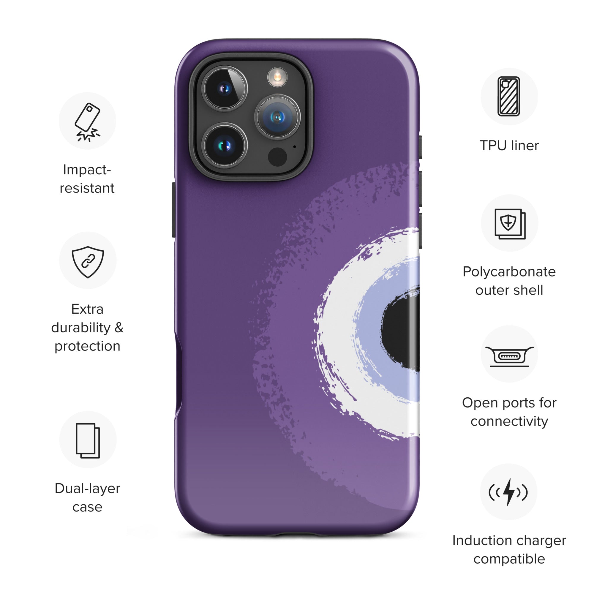 Royal Purple Evil Eye Tough Case for iPhone