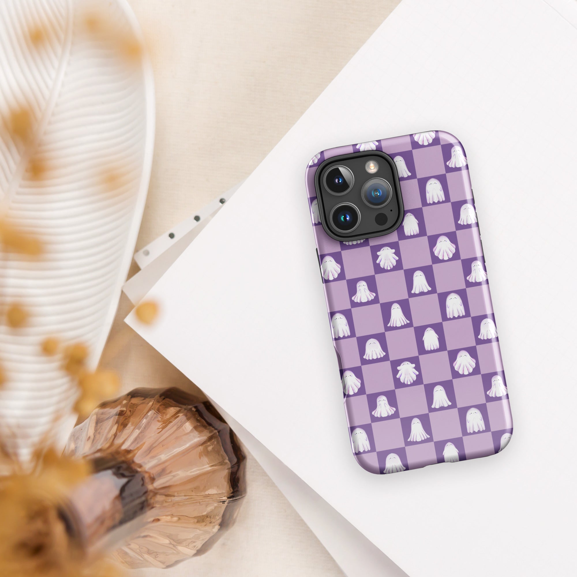 Ghost Checkered Purple Tough Case for iPhone
