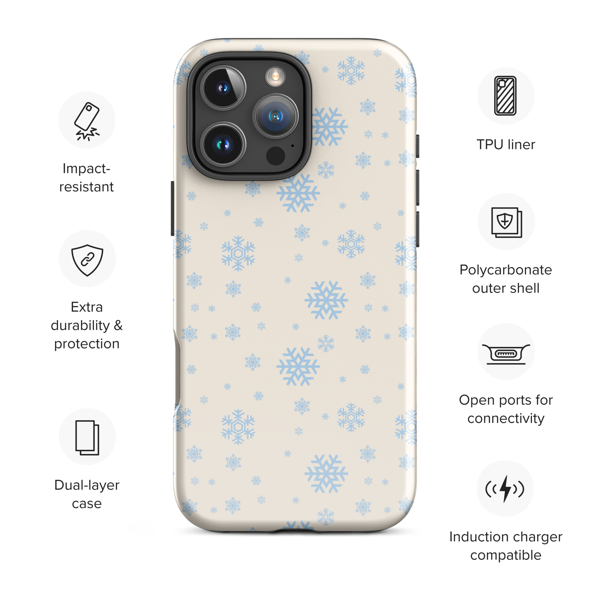 Winter Blue Snowflake Tough Case for iPhone