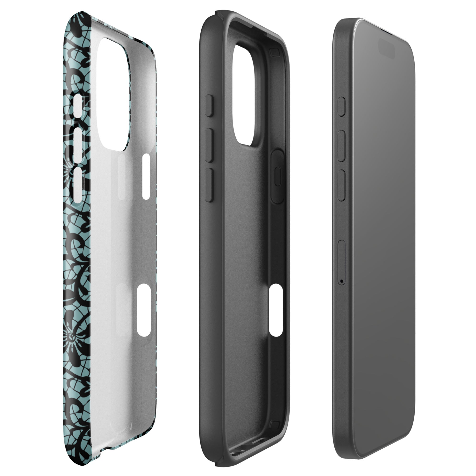 Black Lace Teal Tough Case for iPhone