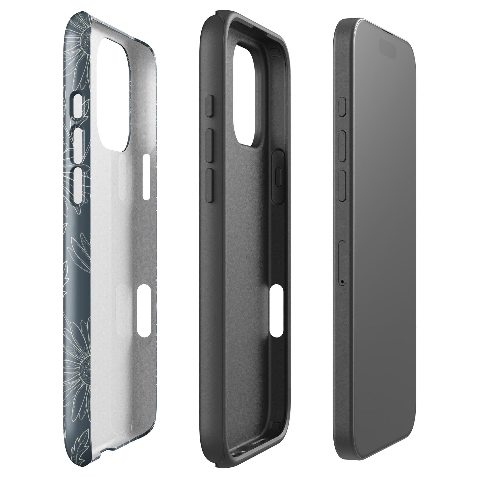Slate Daisy Line Art Tough Case for iPhone
