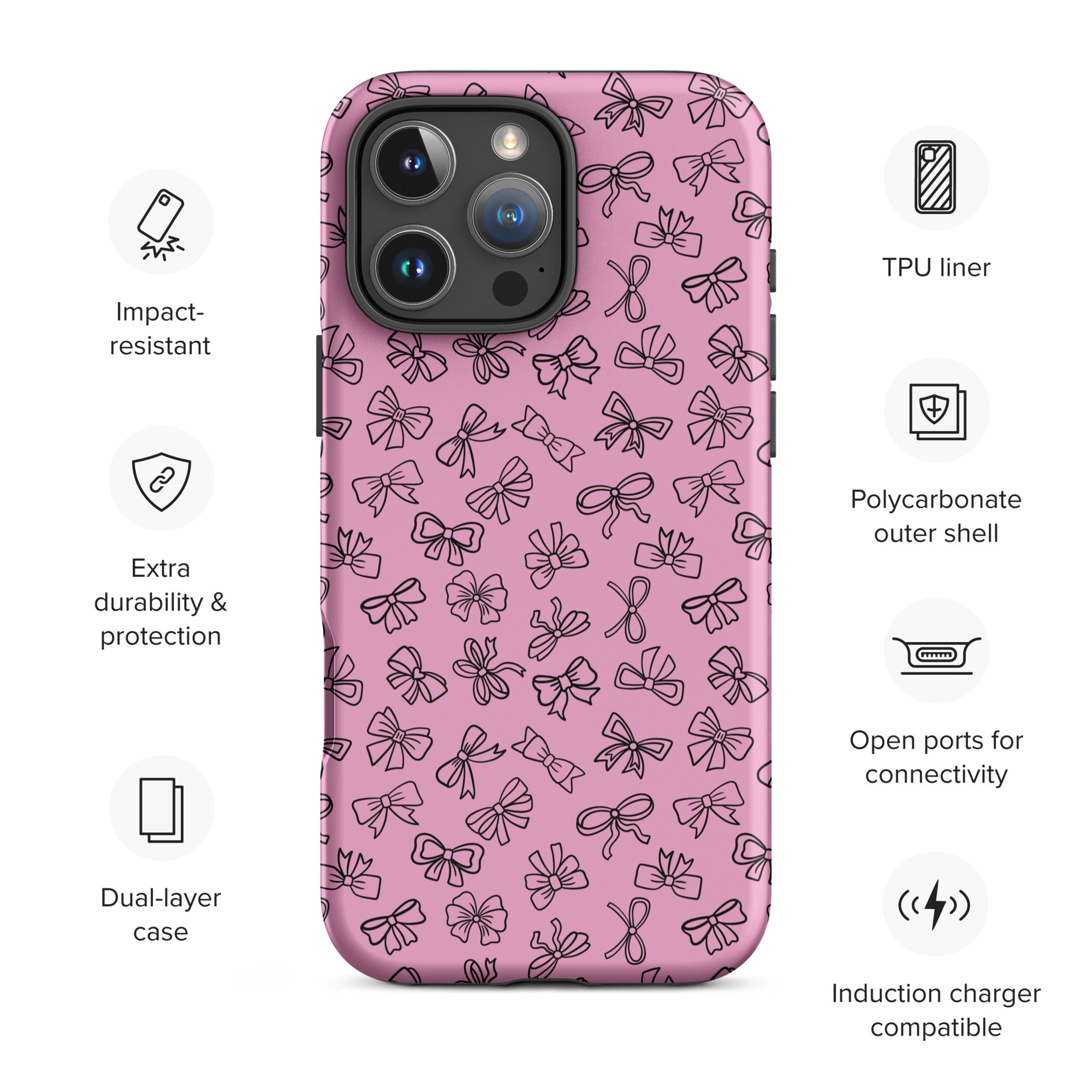 Sketchy Pink Bows Tough Case for iPhone