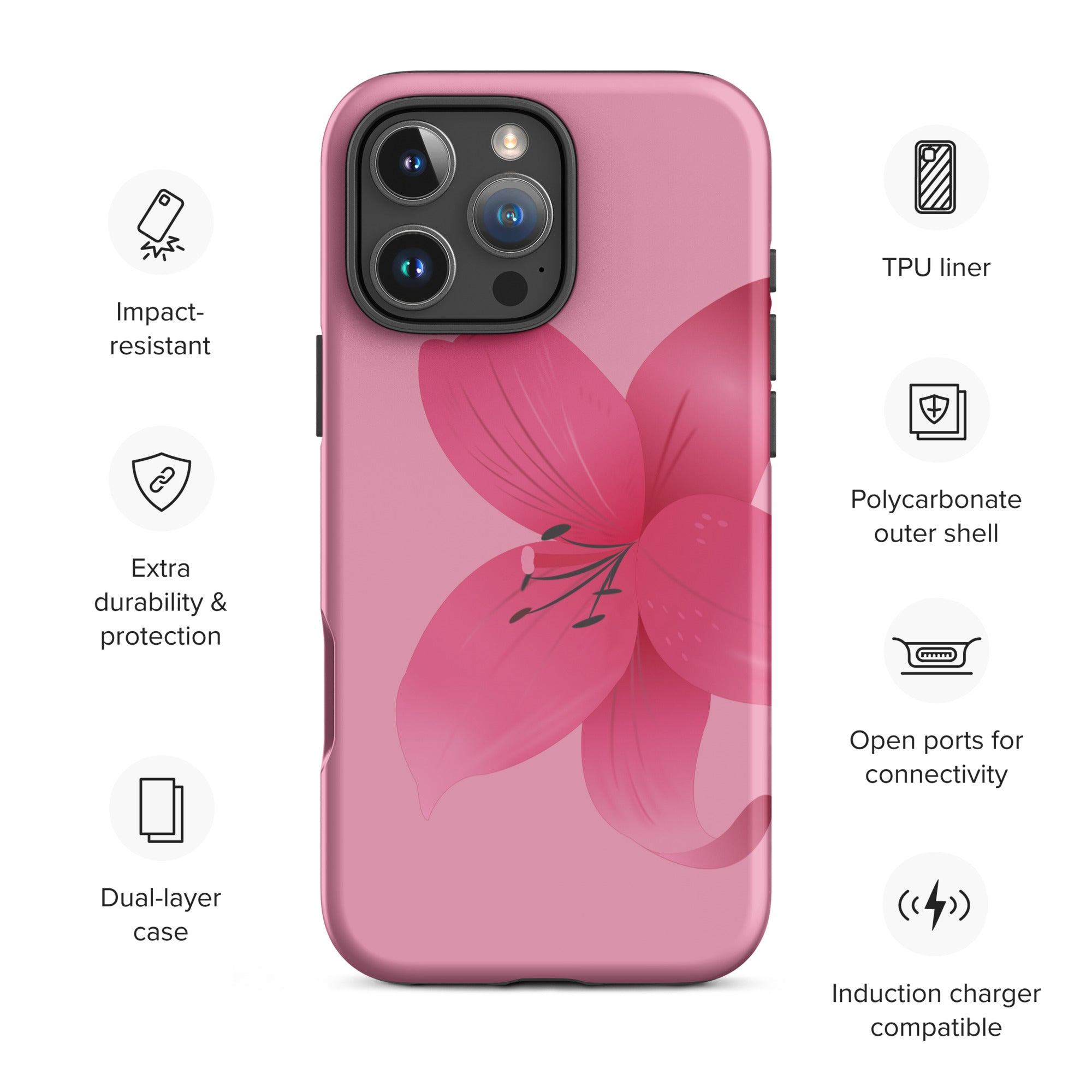 Pink Lily Bloom Tough Case for iPhone