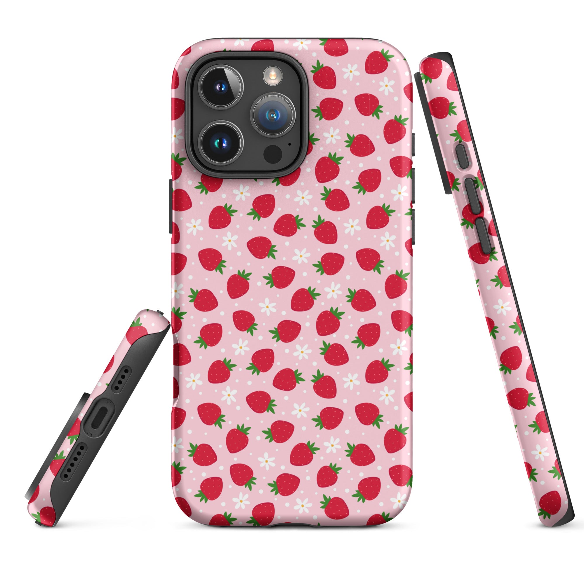 Strawberry Floral Tough Case for iPhone