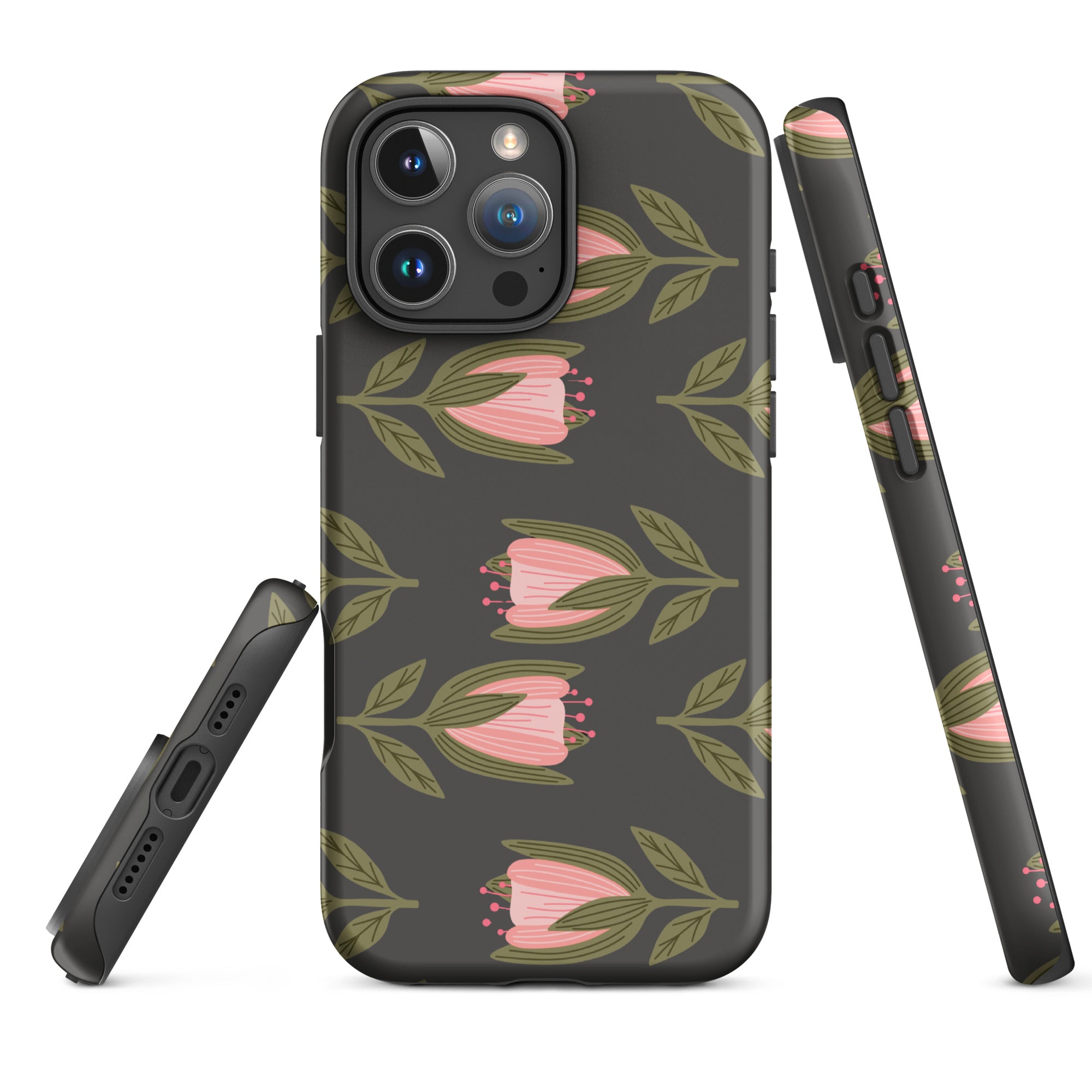 Charcoal Pink Tulip Tough Case for iPhone