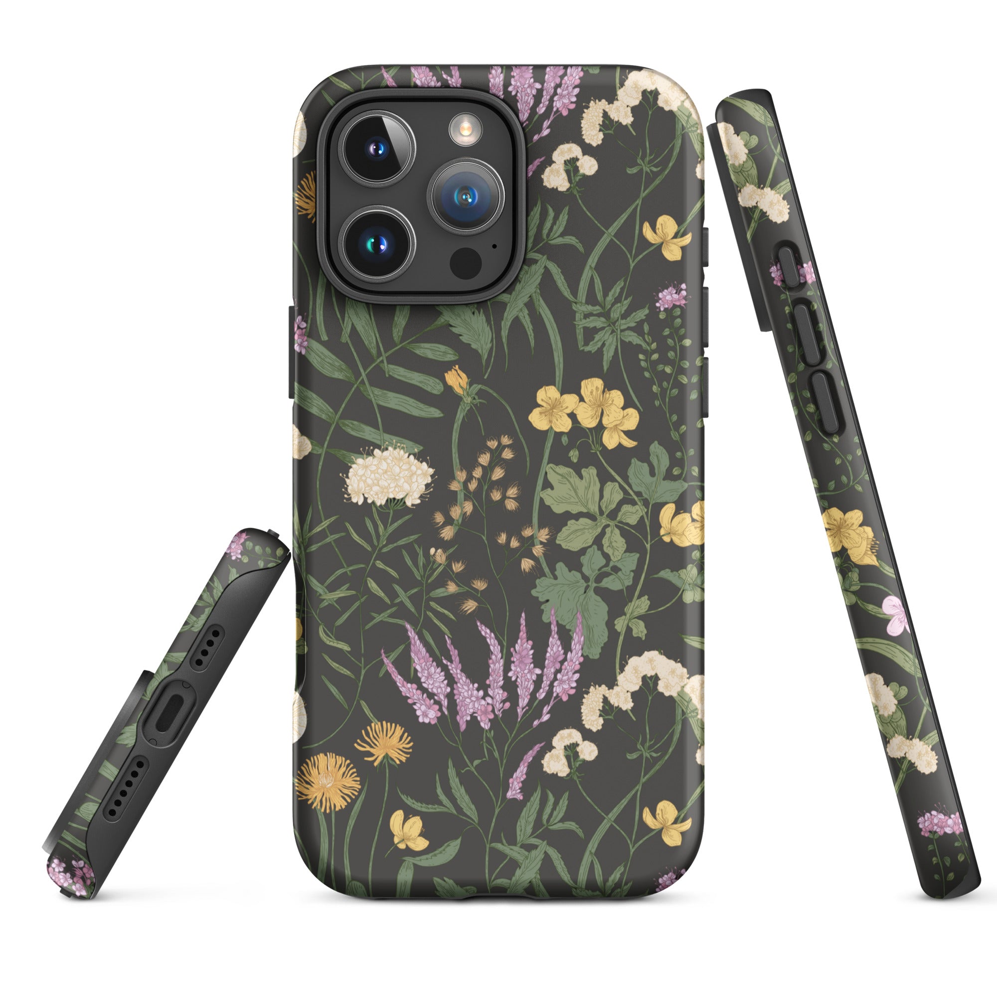 Dark Wildflower Floral Tough Case for iPhone
