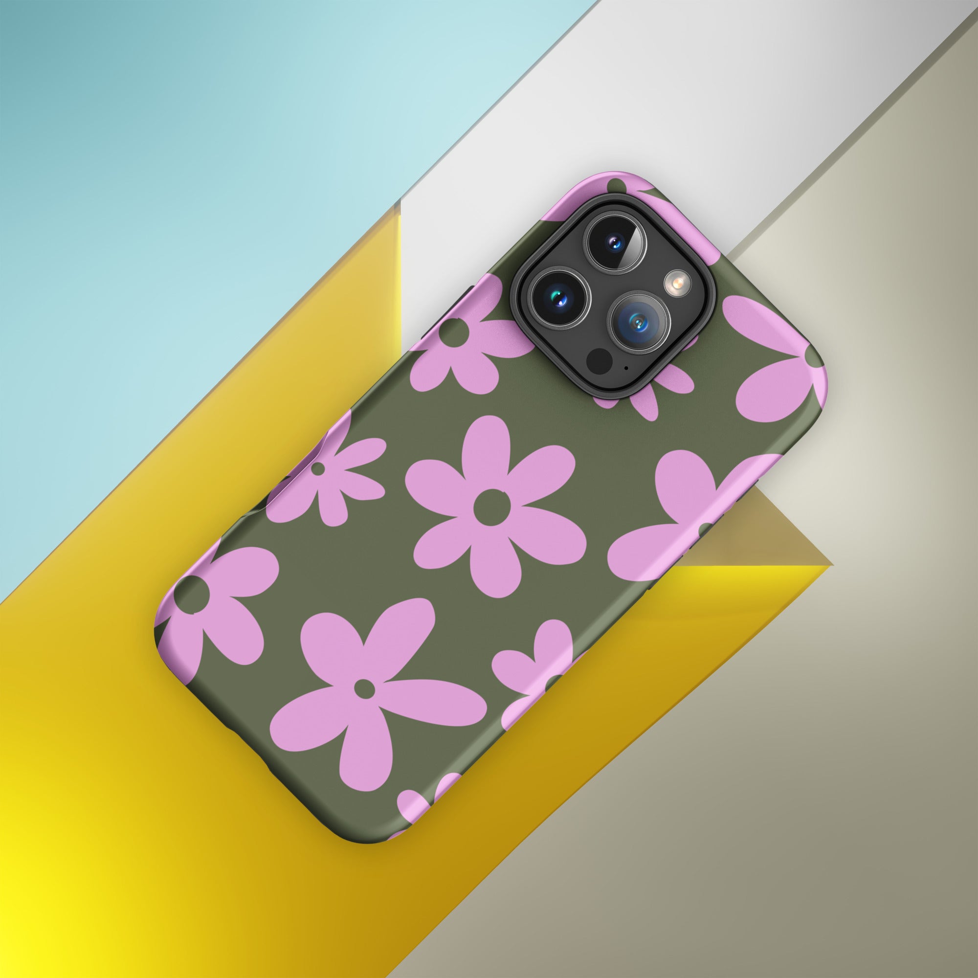 Olive Green Daisy Tough Case for iPhone