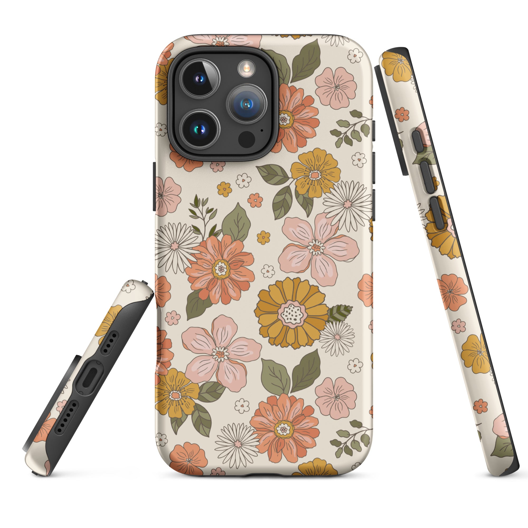 Retro Floral Cream Tough Case for iPhone