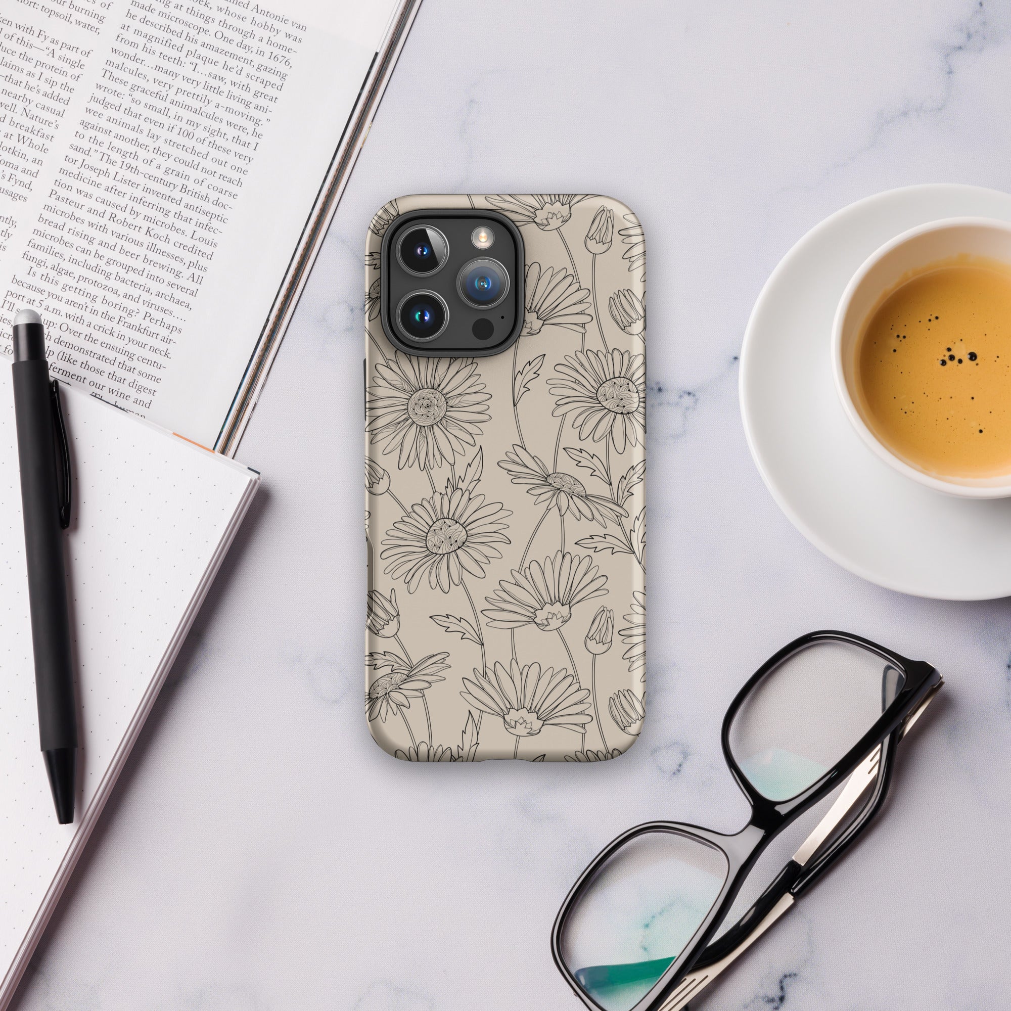Beige Daisy Floral Tough Case for iPhone