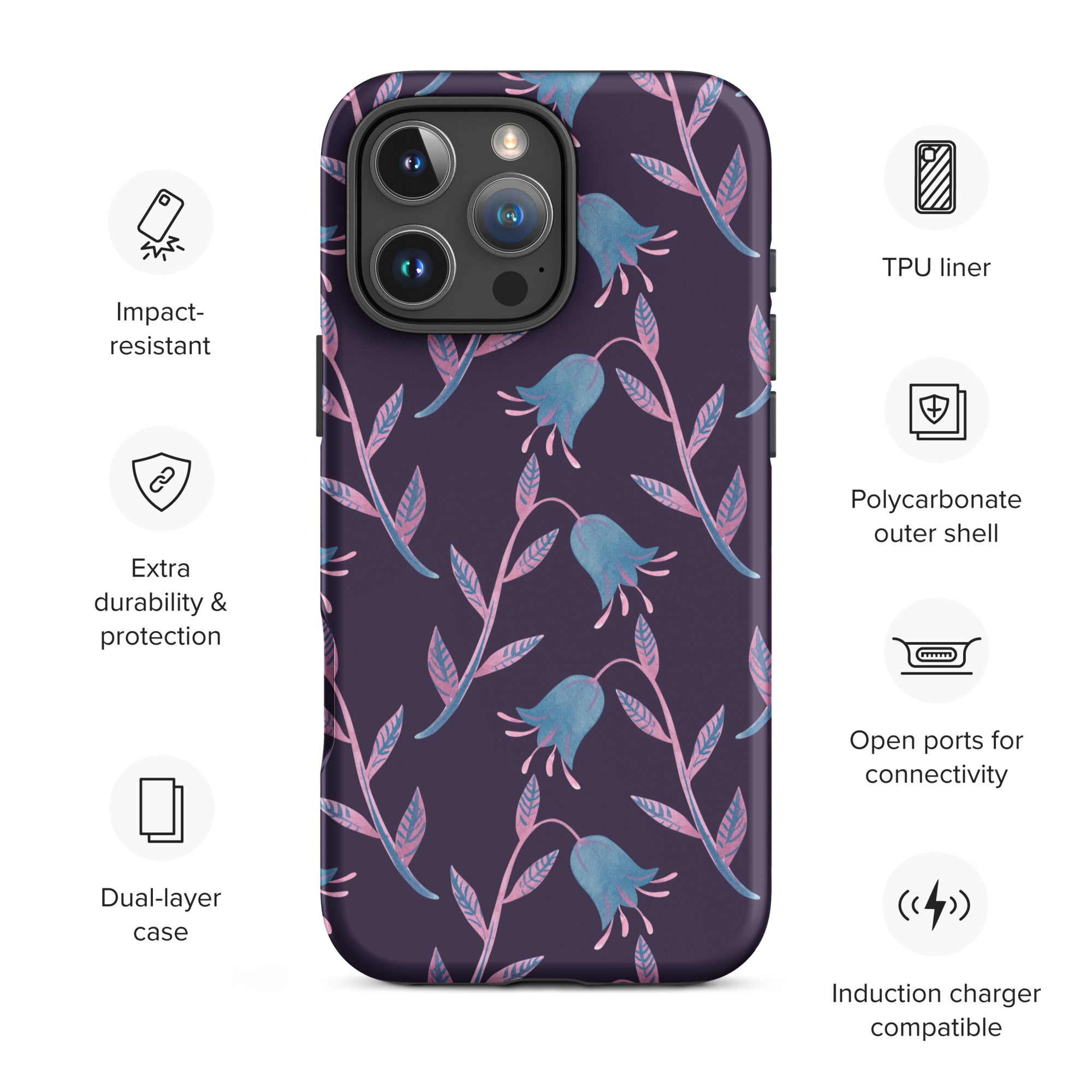 Purple Bellflower Tough Case for iPhone