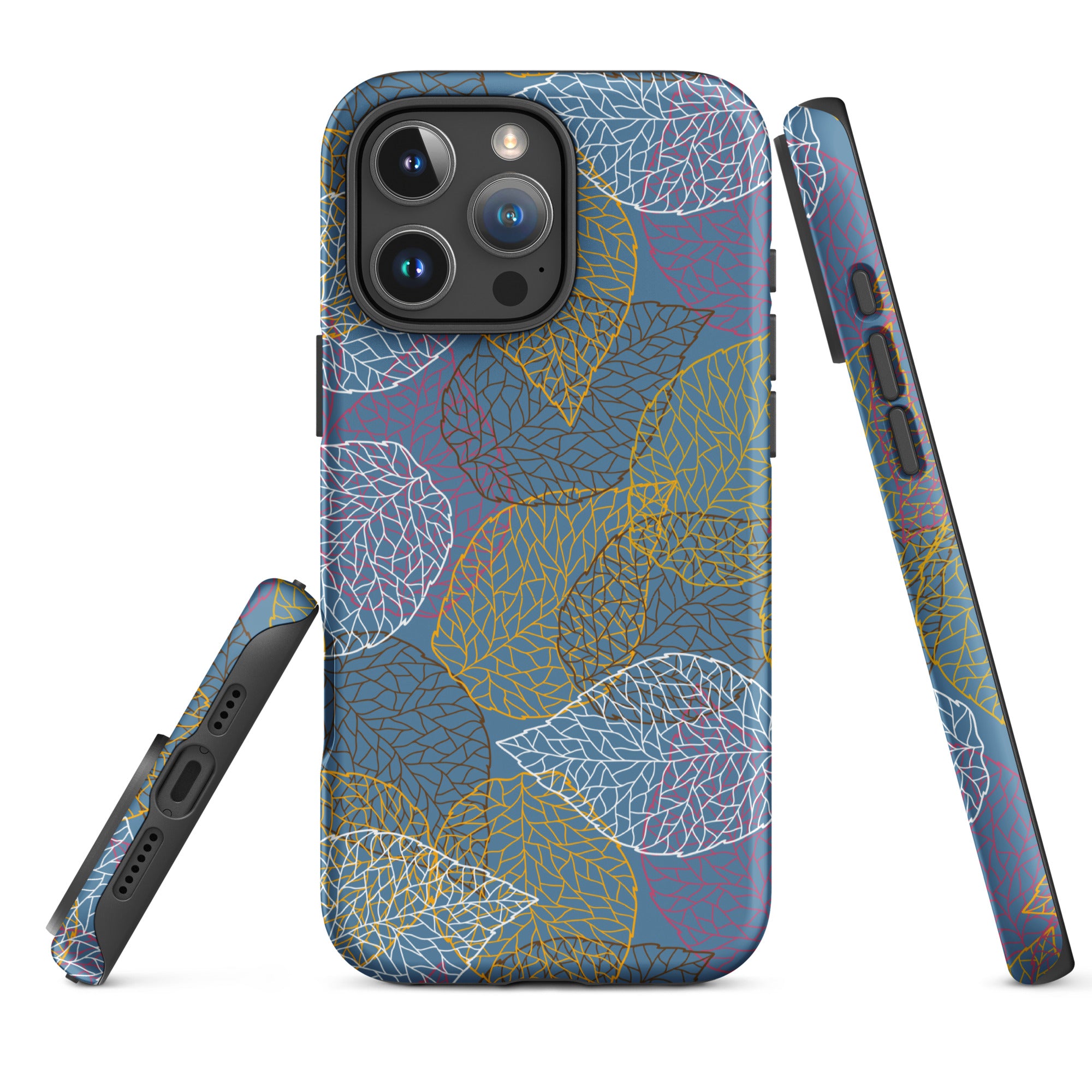 Slate Blue Abstract Leaf Tough Case for iPhone