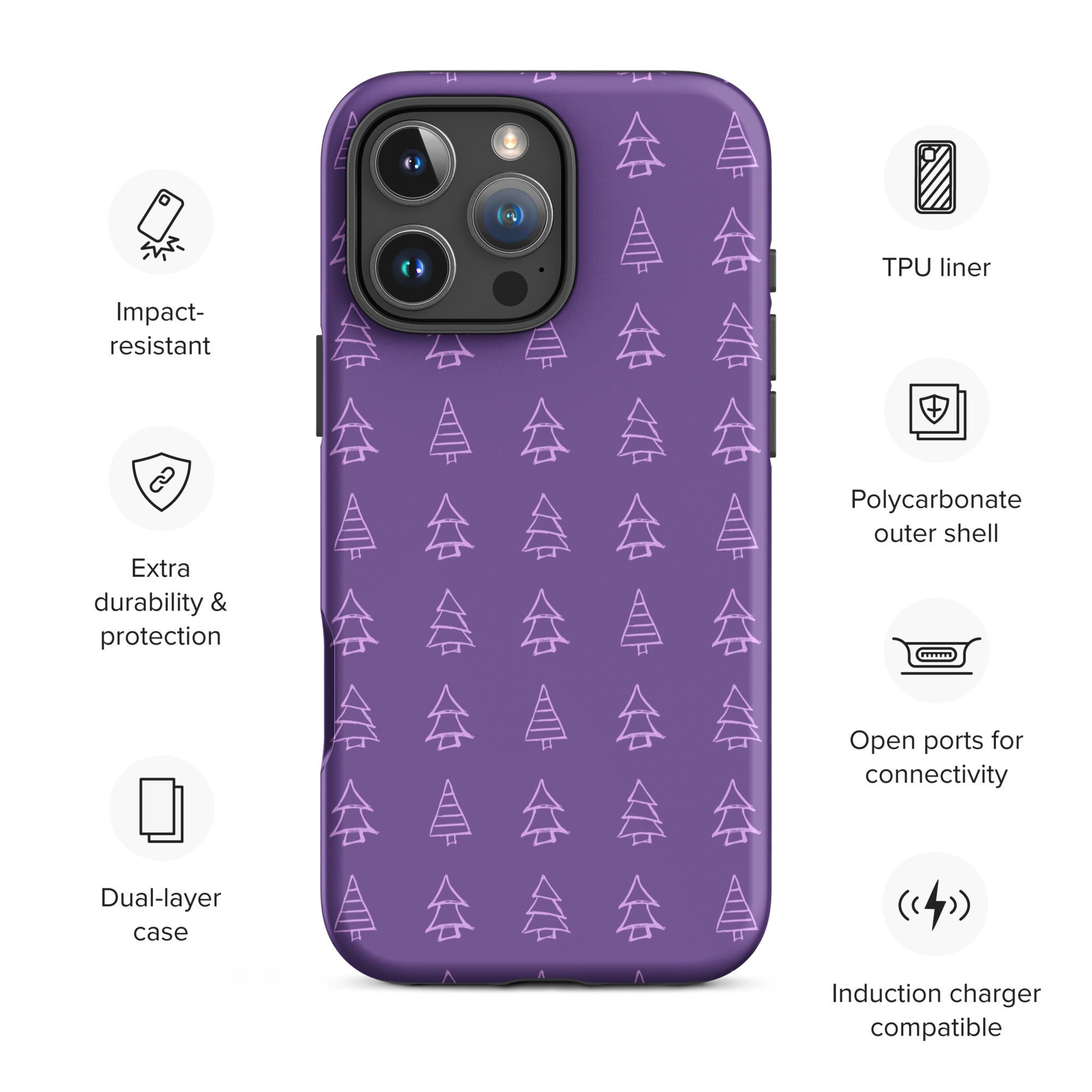 Purple Holiday Tree Tough Case for iPhone