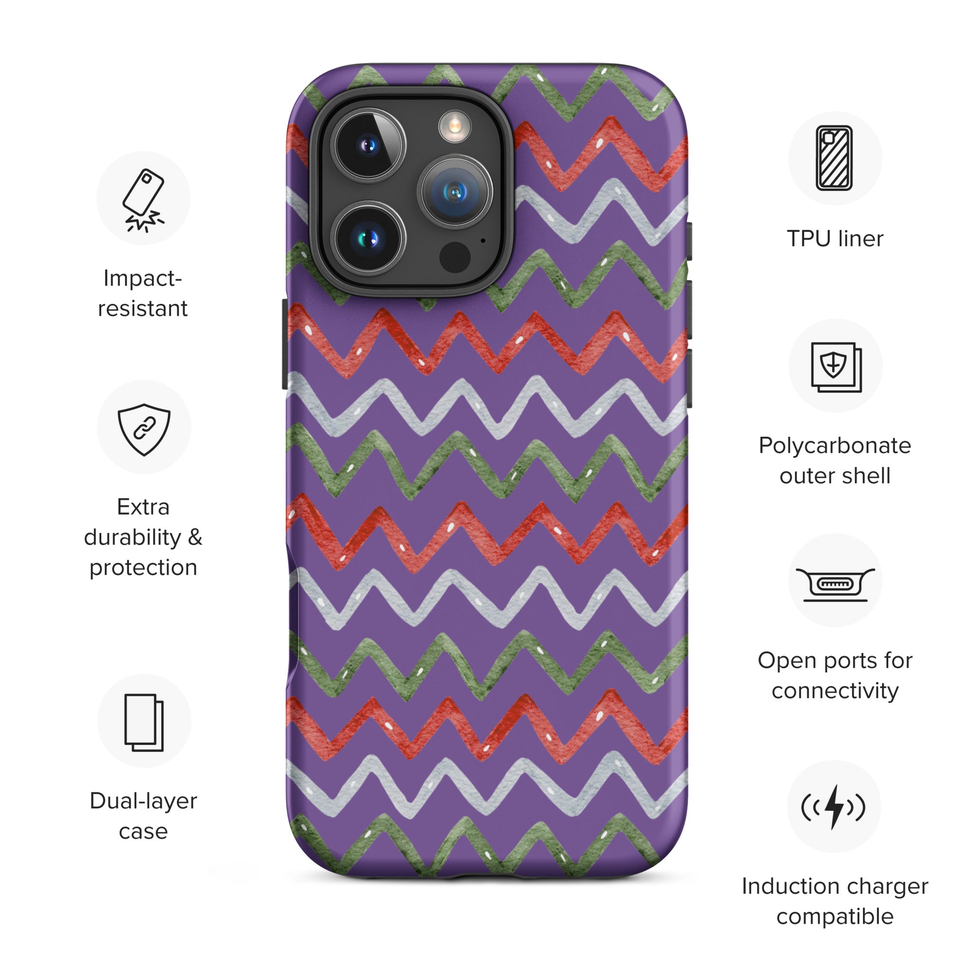 Zigzag Holiday Stripes Tough Case for iPhone