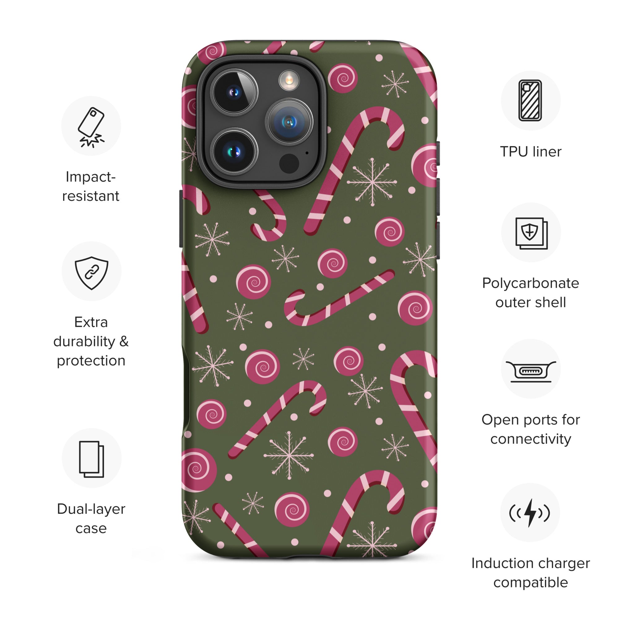 Pink Candy Cane Tough Case for iPhone