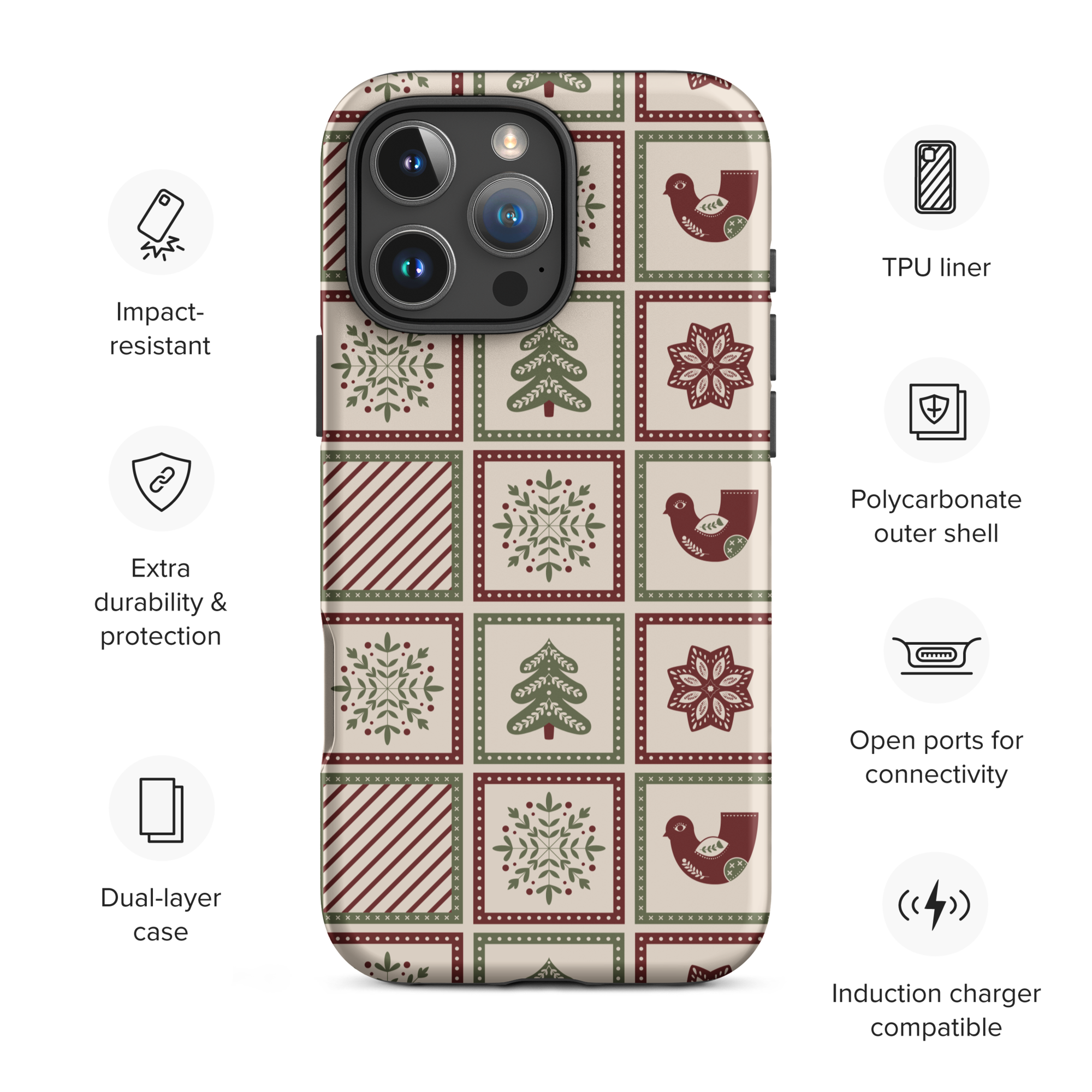 Holiday Patchwork Tough Case for iPhone