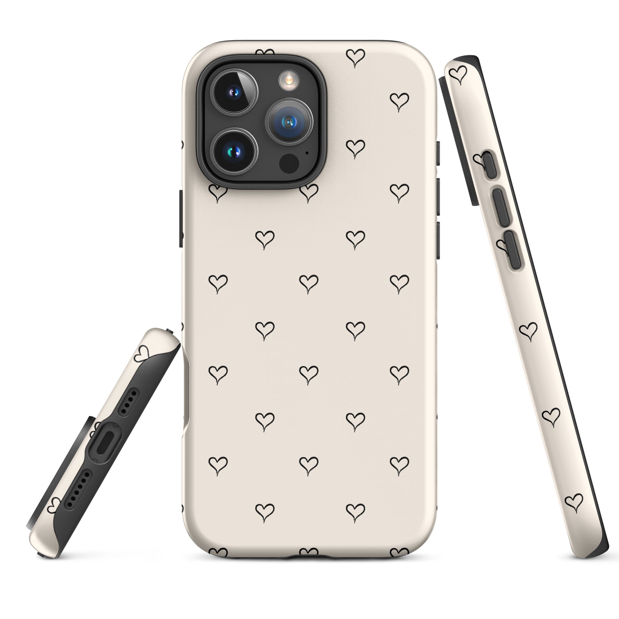 Soft Cream Minimal Heart Outline Tough Case for iPhone