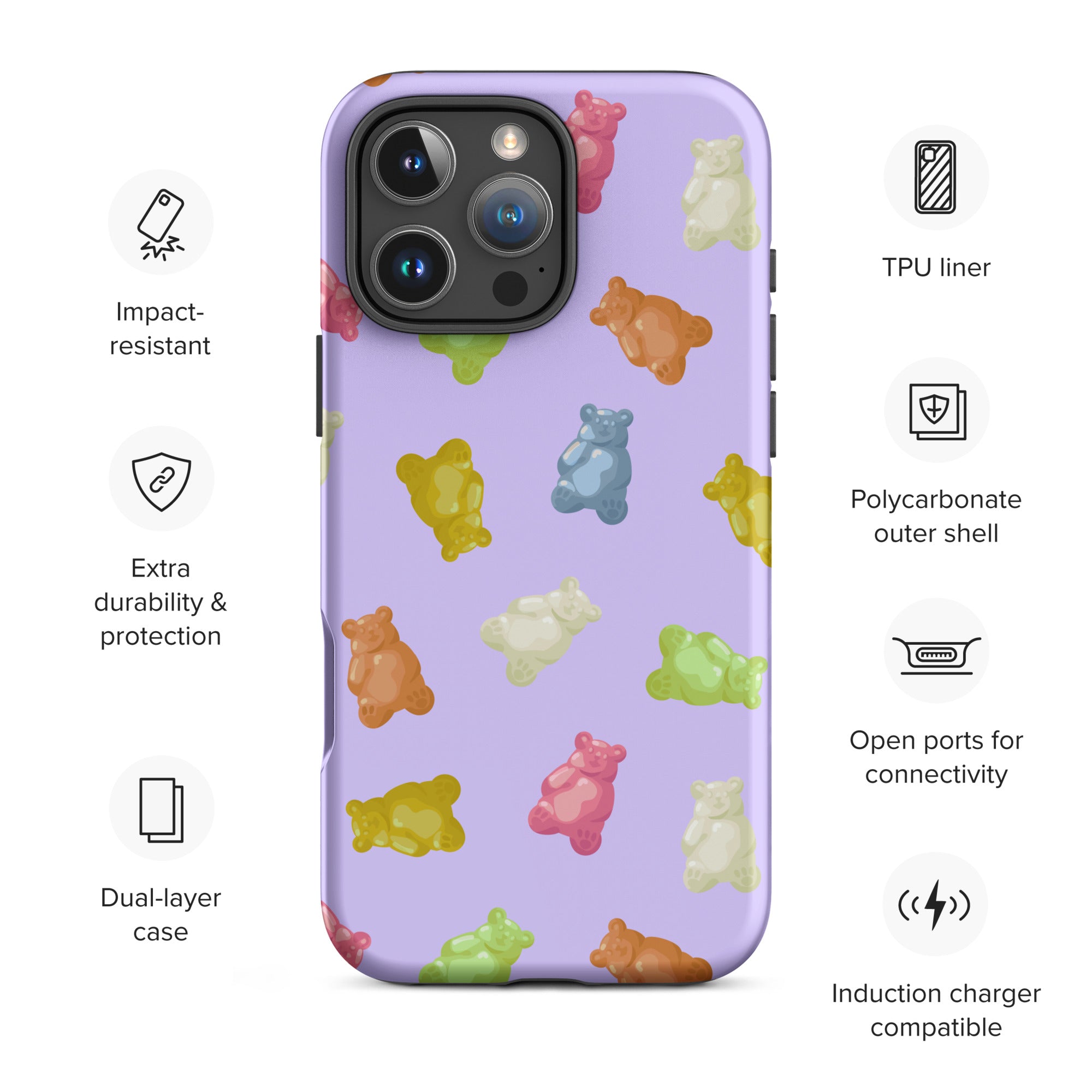 Lavender Gummy Bear Aesthetic Tough Case for iPhone