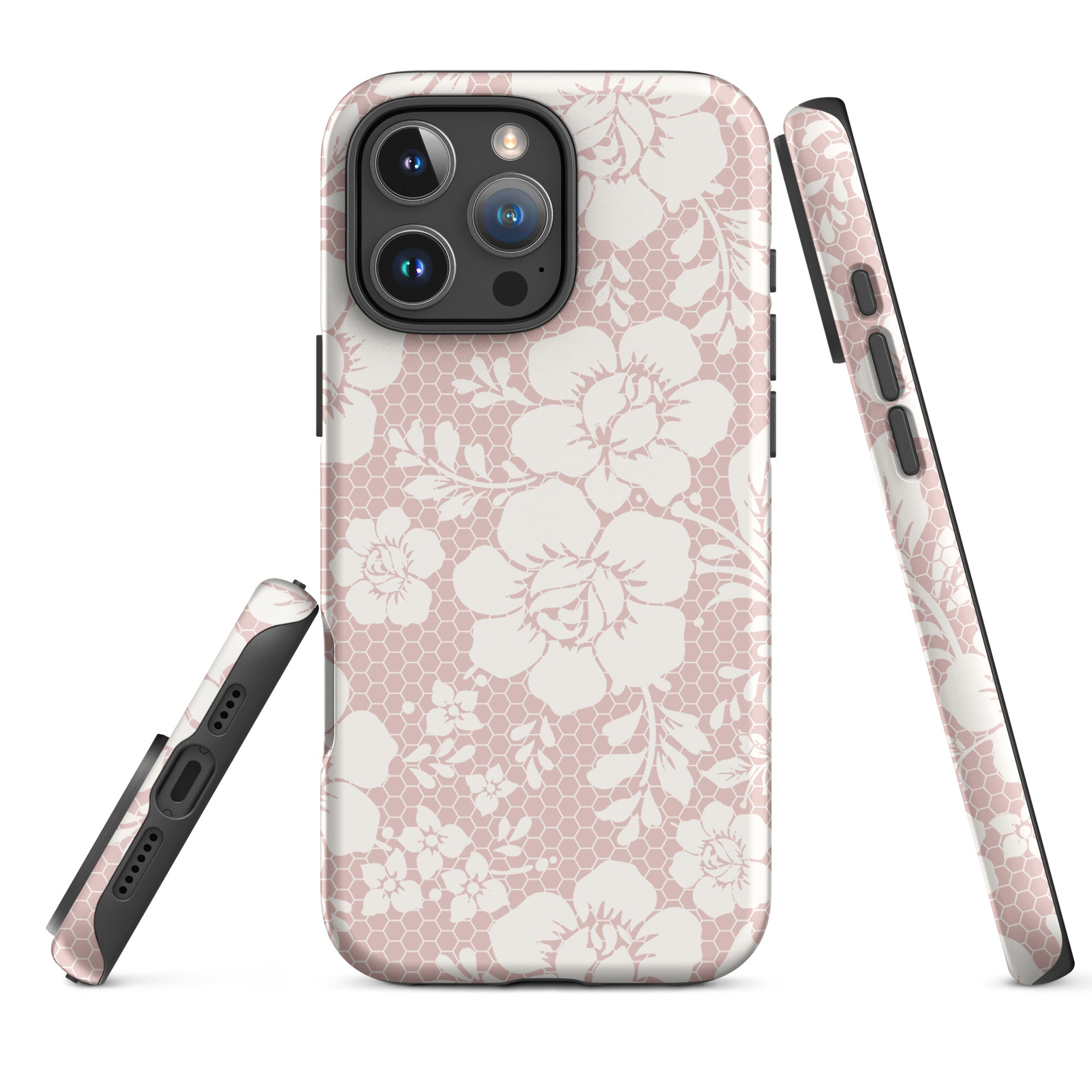 Blush Lace Floral Tough Case for iPhone