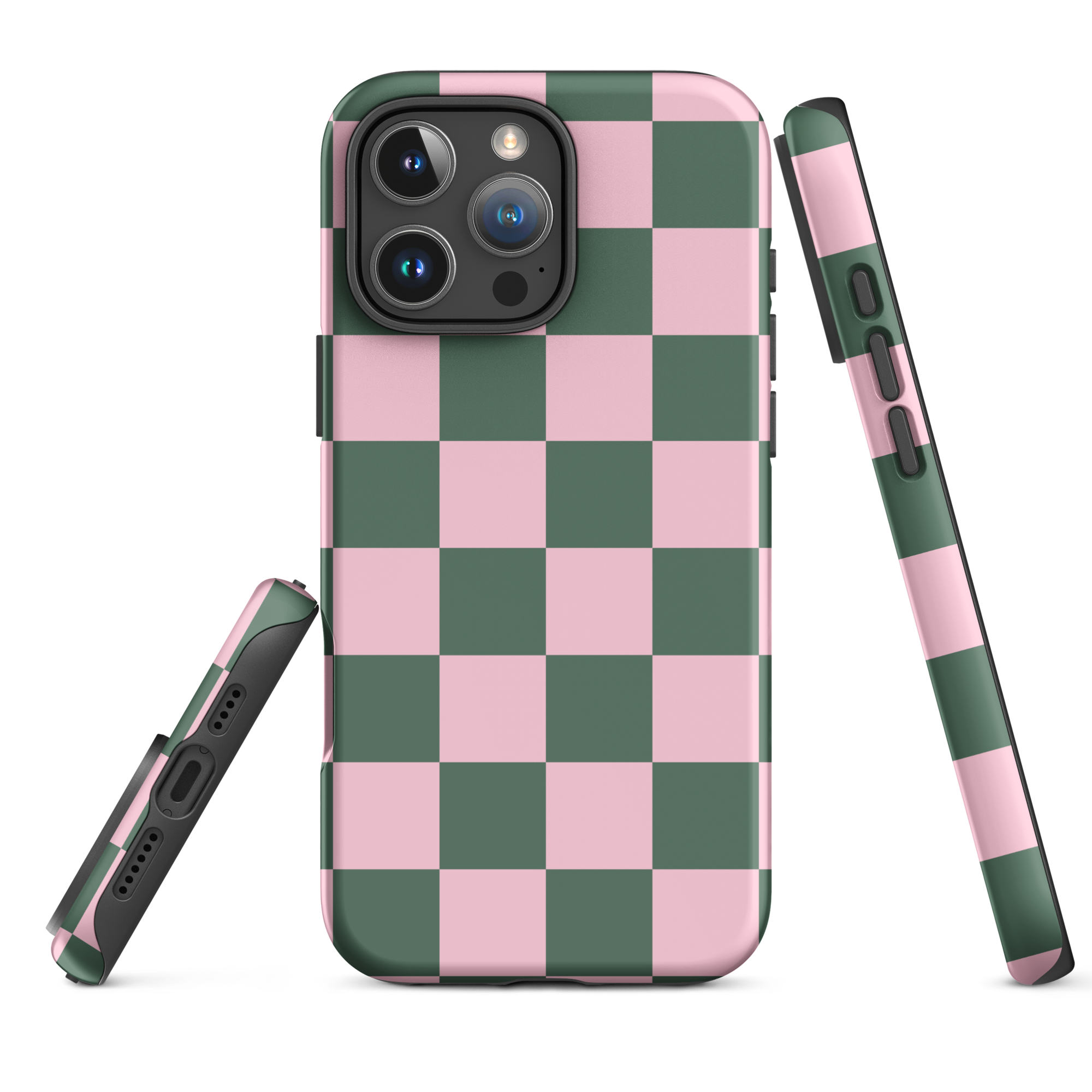 Blush Pink and Sage Checkerboard Tough Case for iPhone