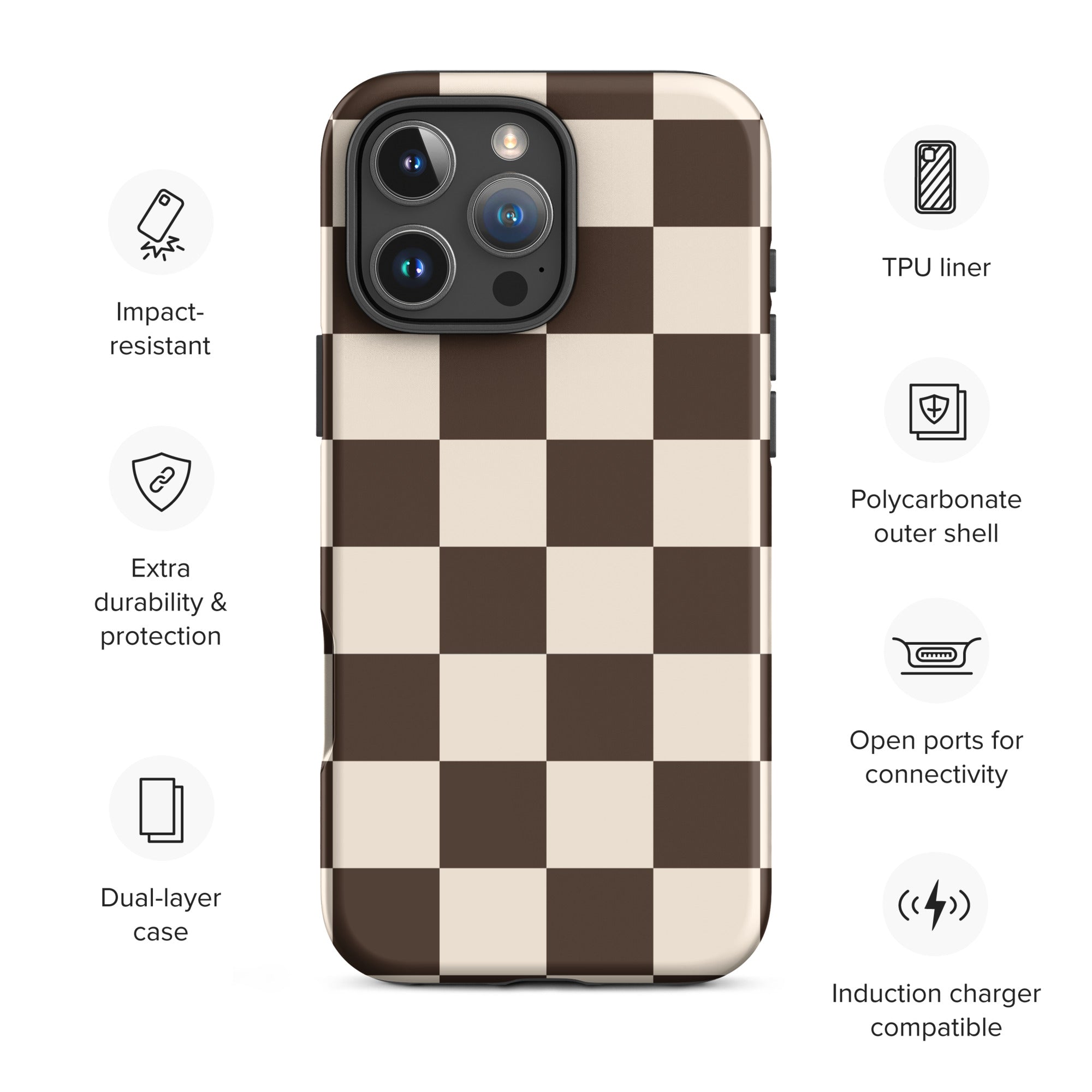 Brown Checkerboard Tough Case for iPhone
