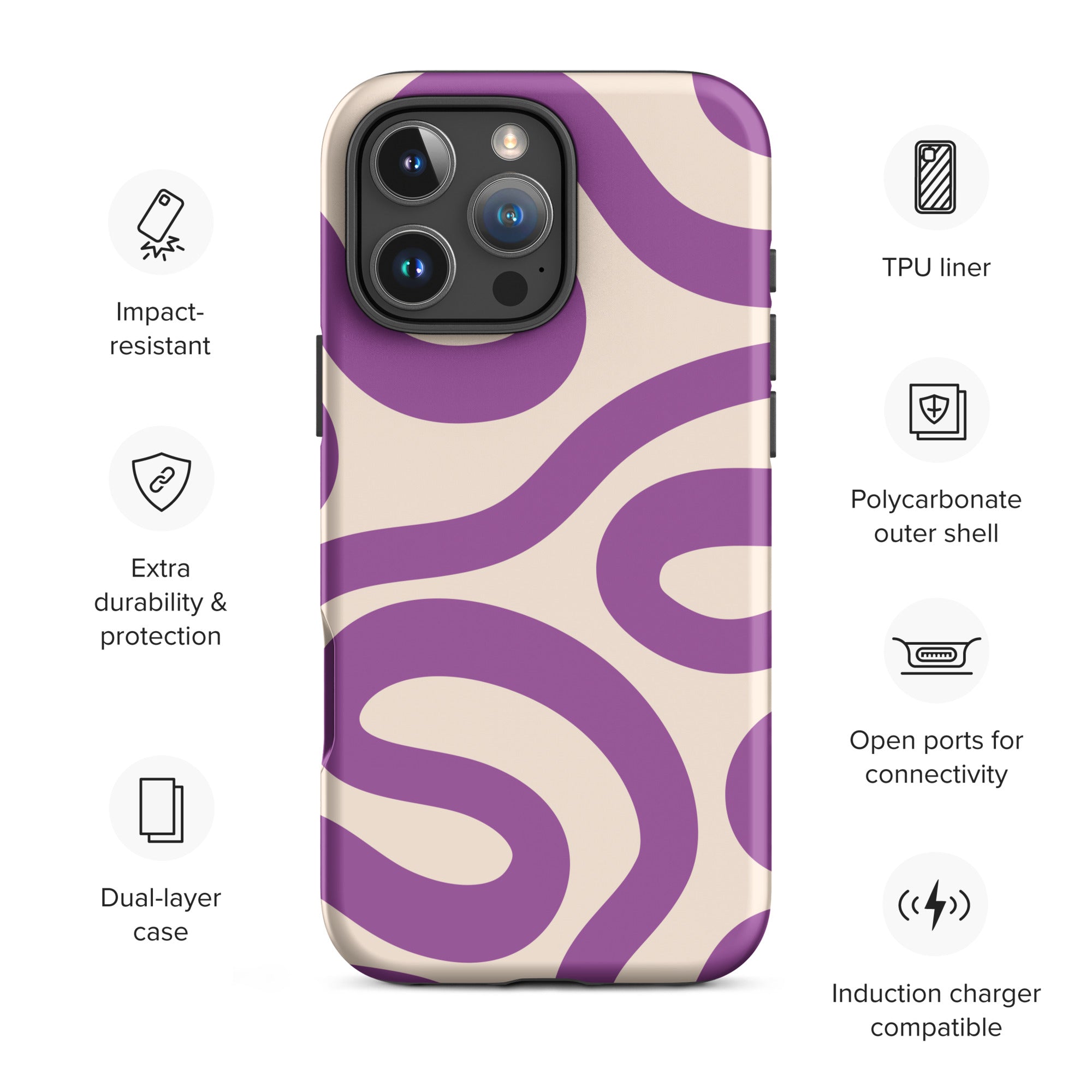 Cream Lavender Retro Wave Tough Case for iPhone