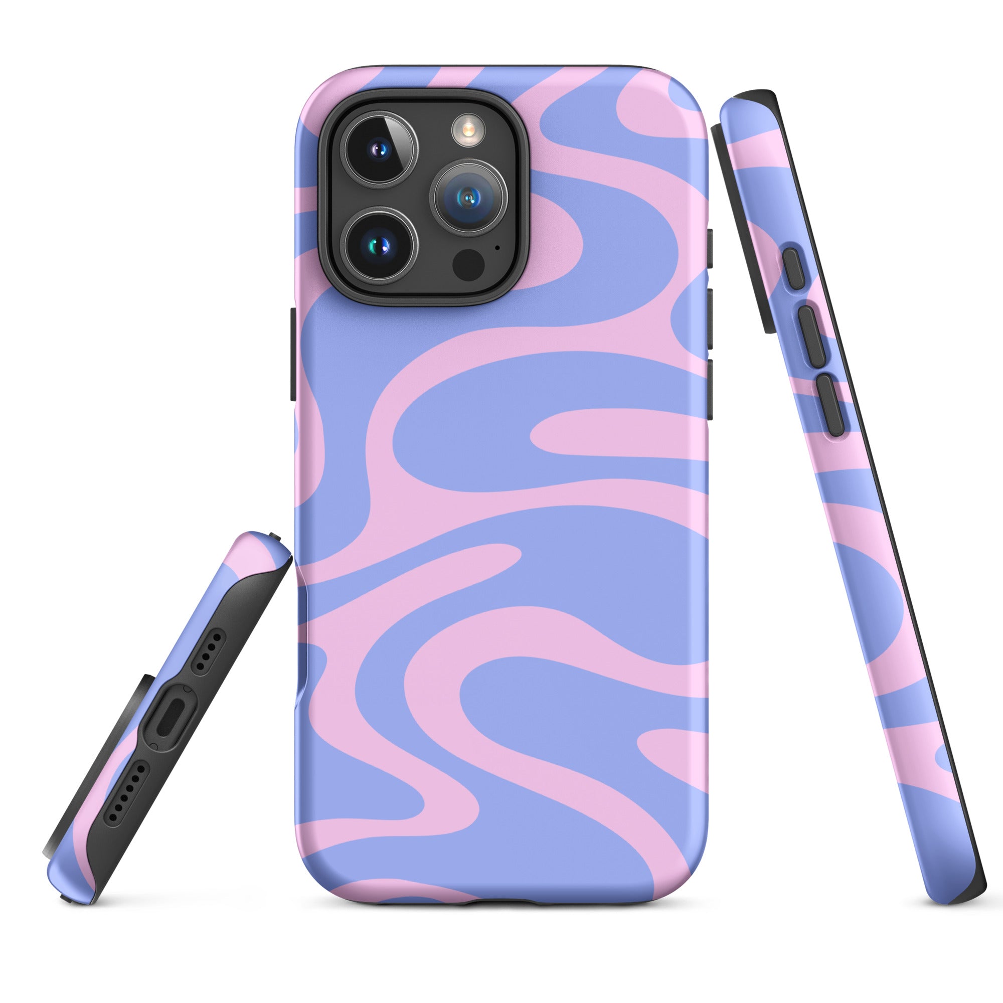 Periwinkle Pink Abstract Wave Tough Case for iPhone