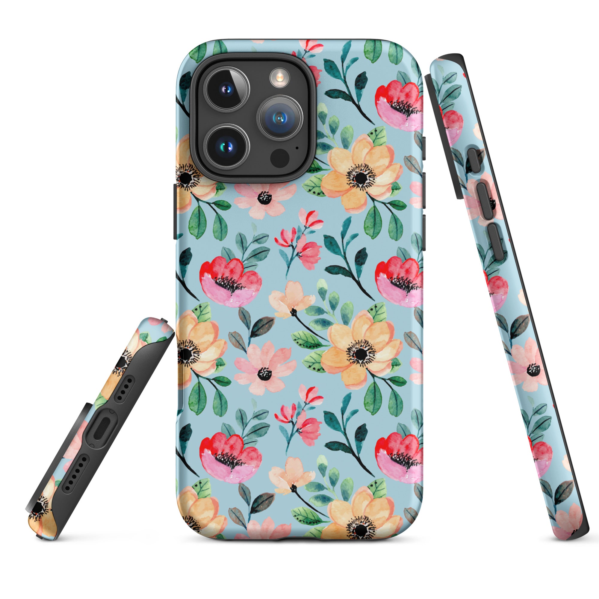 Sky Blue Floral Dream Tough Case for iPhone