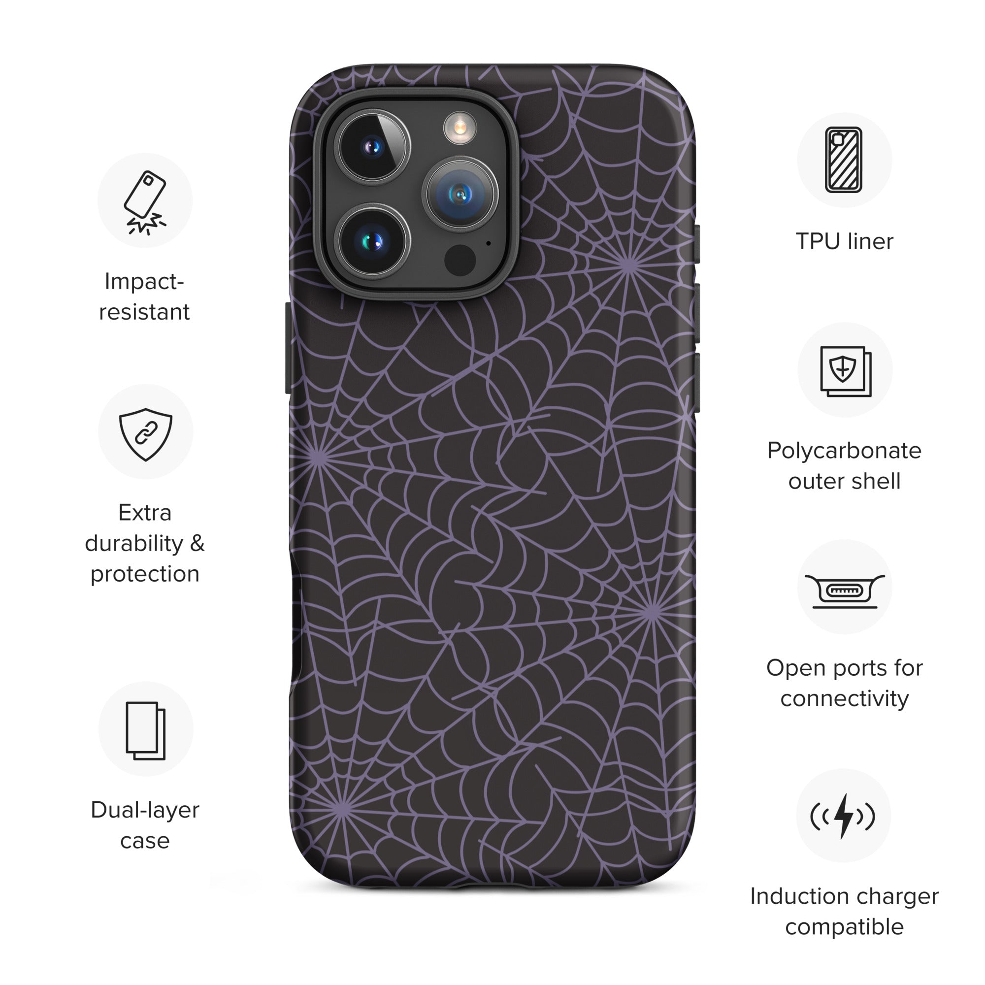 Dark Aesthetic Purple Spiderweb Tough Case for iPhone