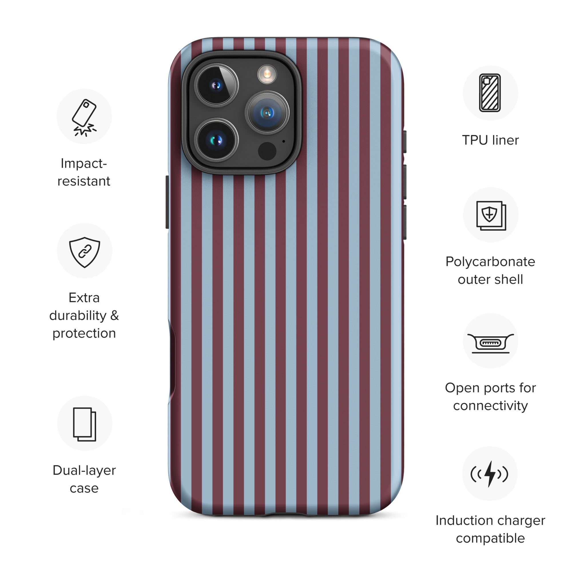 Bordeaux Stripe Tough Case for iPhone