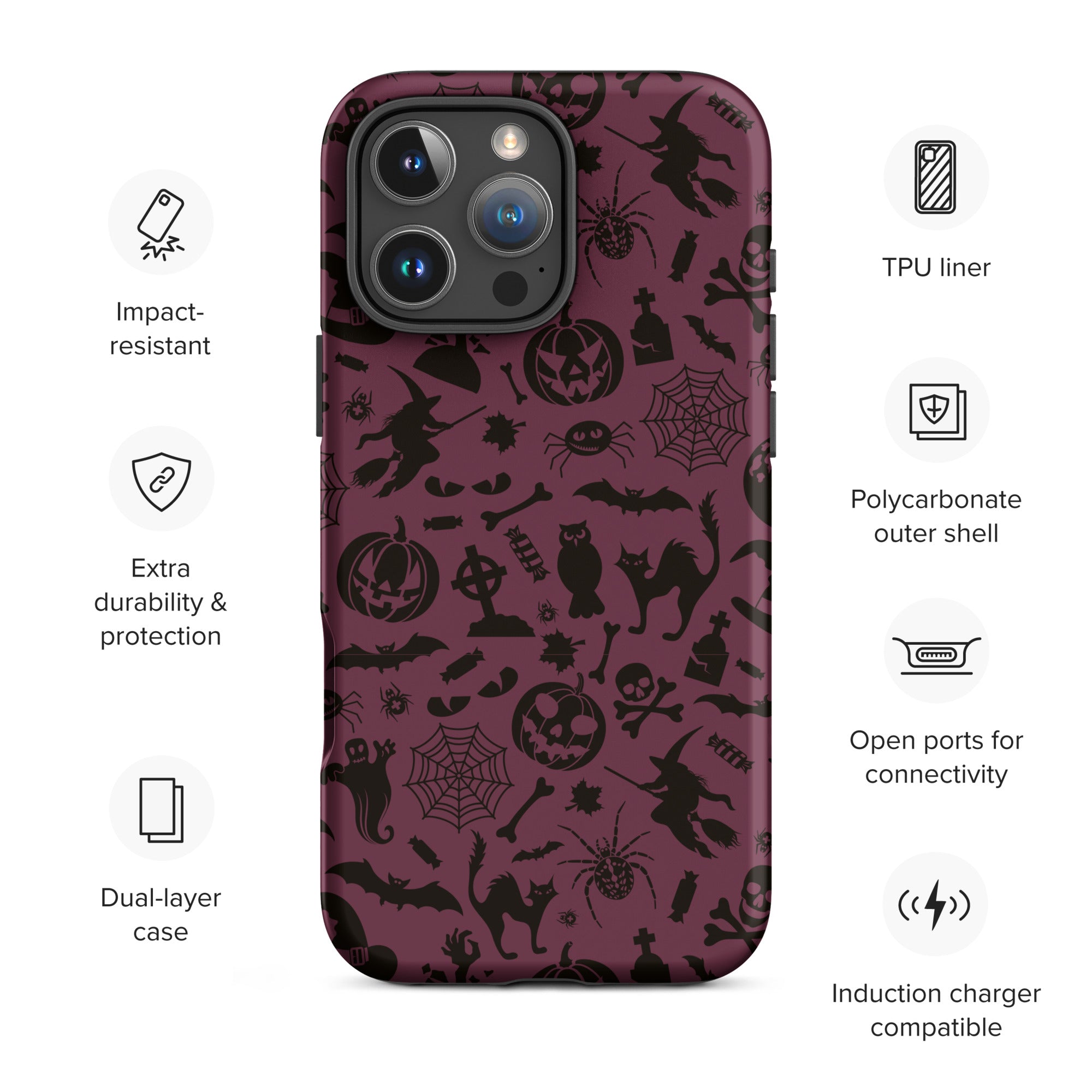 Burgundy Spooky Halloween Tough Case for iPhone