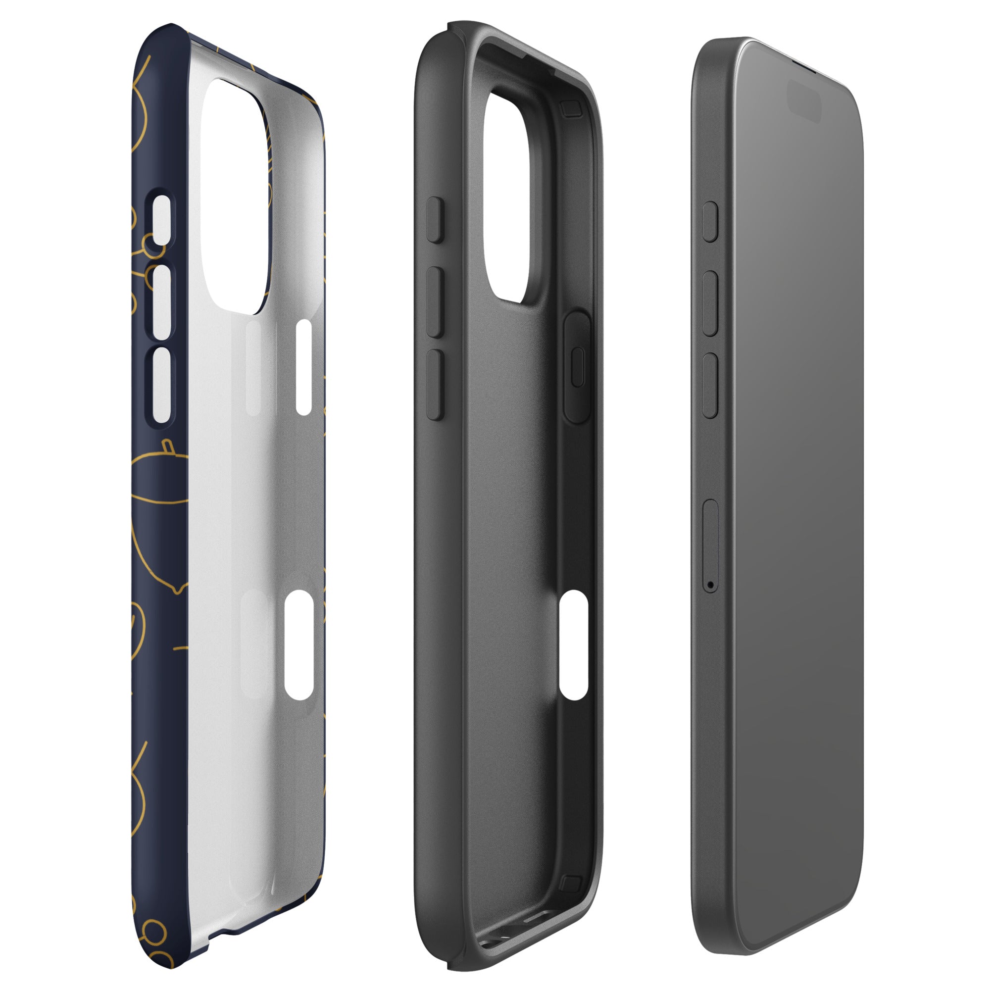 Navy Acorn Leaf Tough Case for iPhone