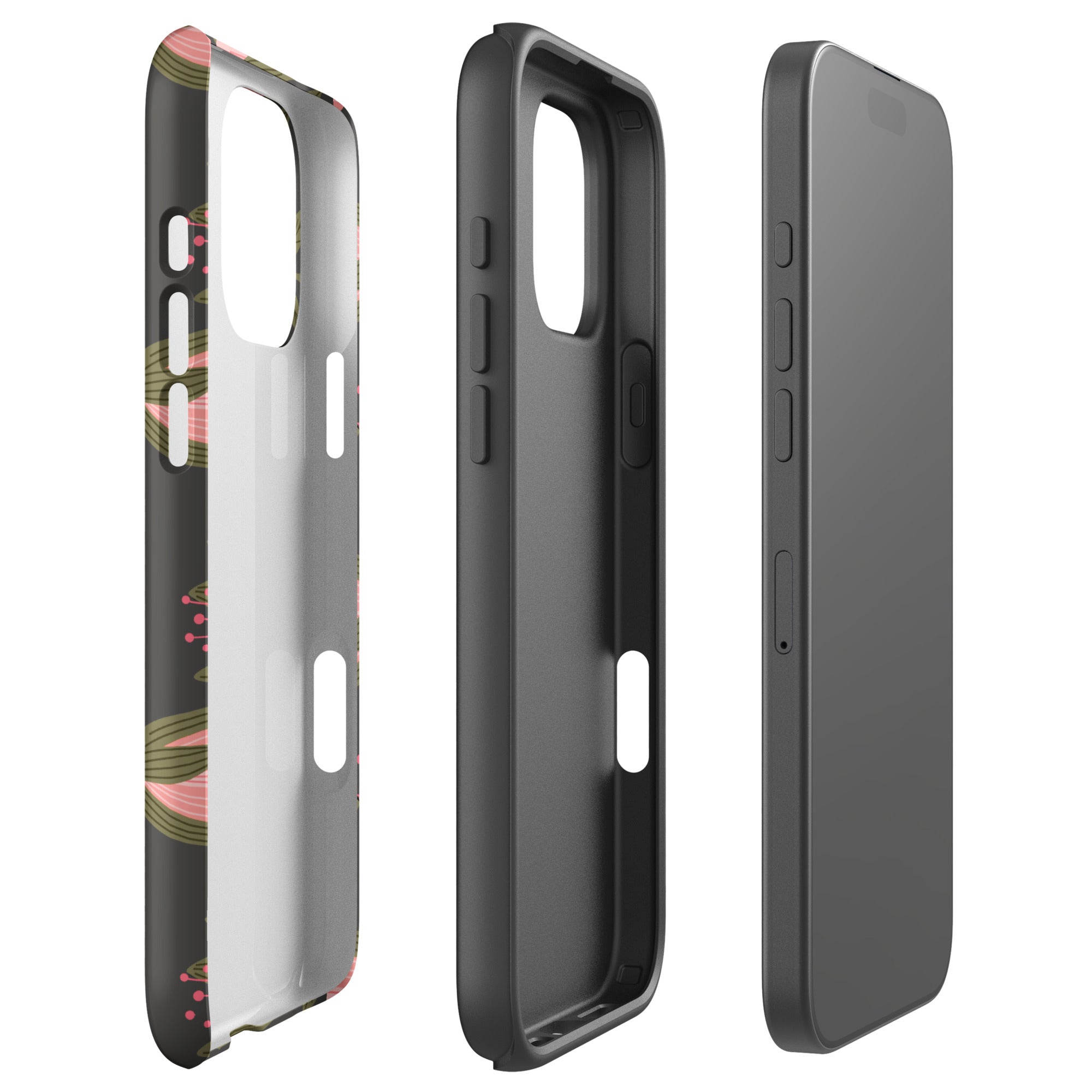 Charcoal Pink Tulip Tough Case for iPhone