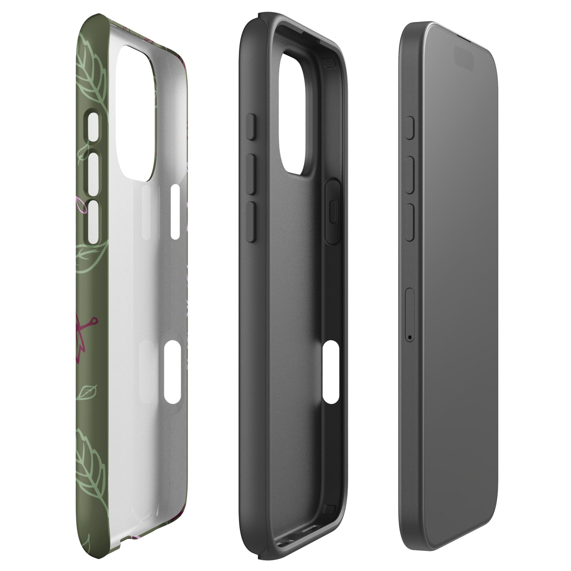Olive Green Autumn Leaves Tough Case for iPhone