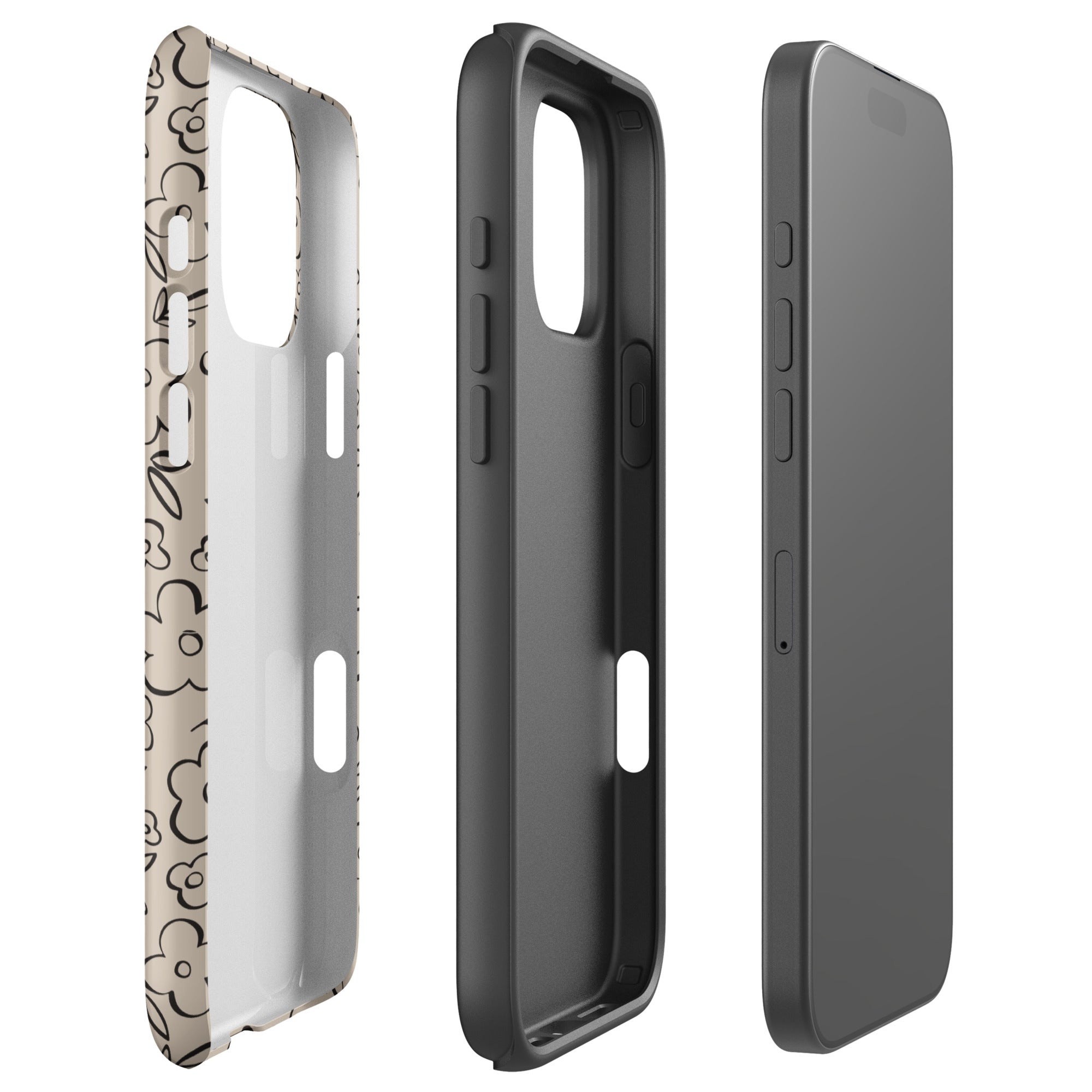 Neutral Line Art Floral Tough Case for iPhone