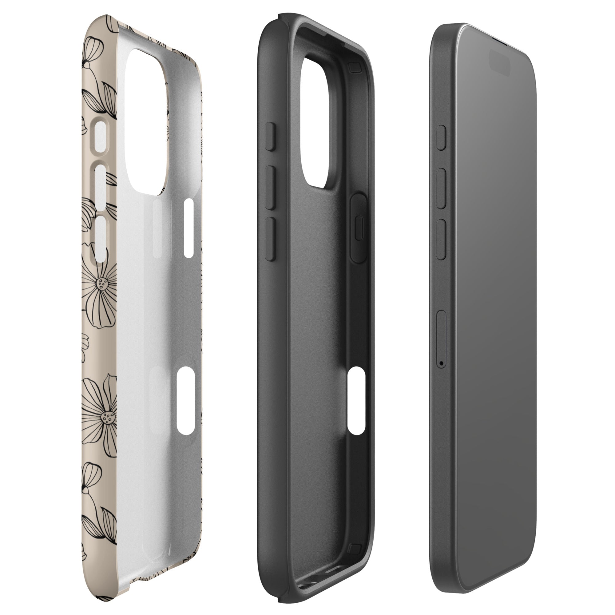 Earthy Neutral Floral Tough Case for iPhone