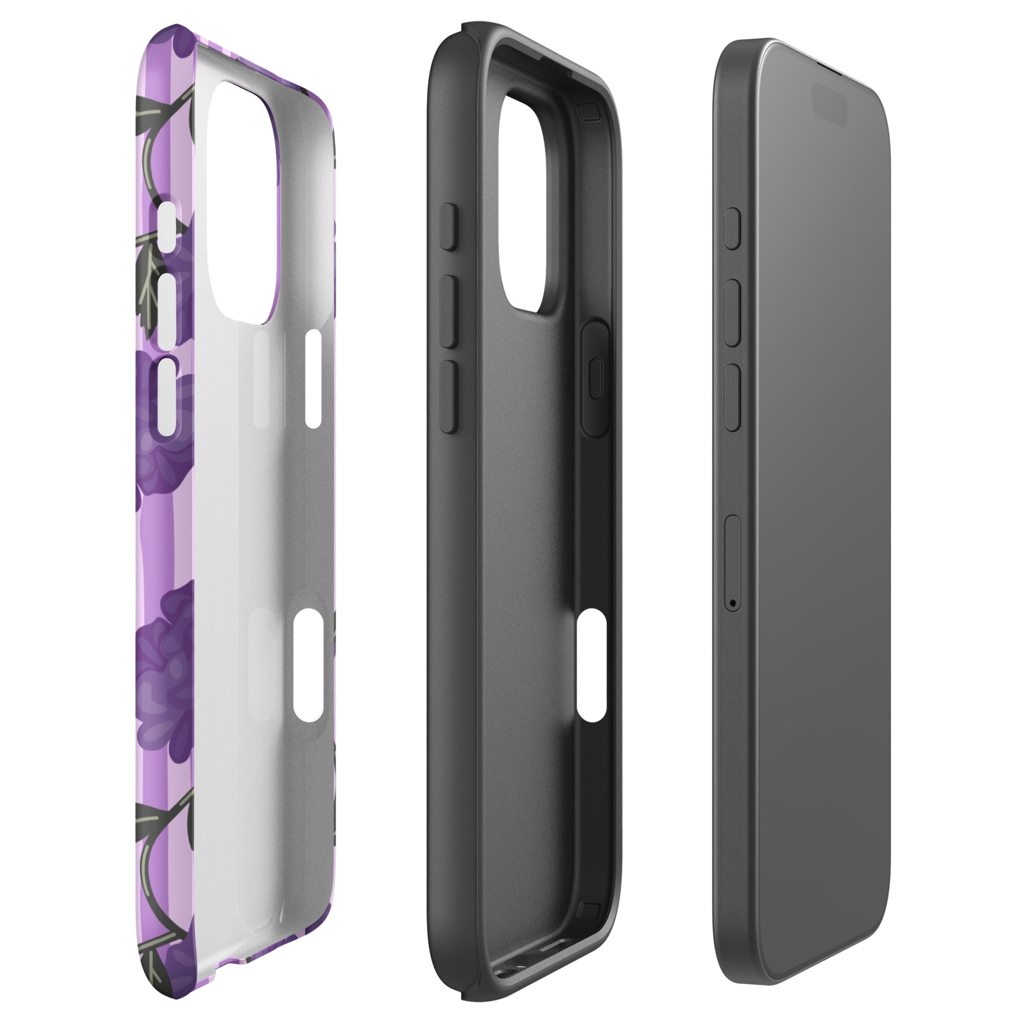 Lilac Stripe Florals Tough Case for iPhone