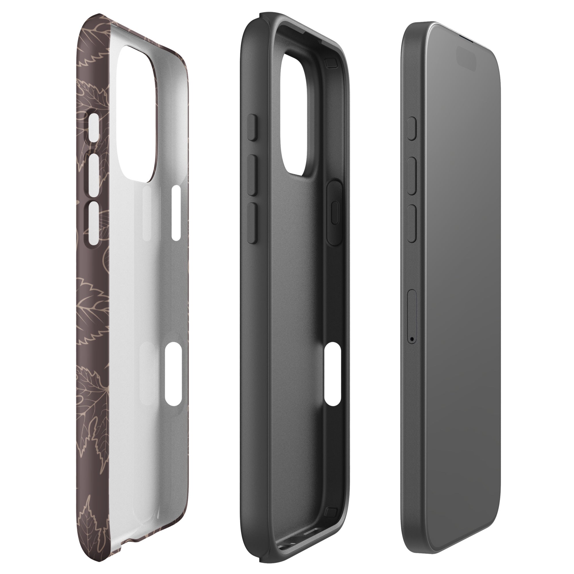Brown Leaf Outline Tough Case for iPhone
