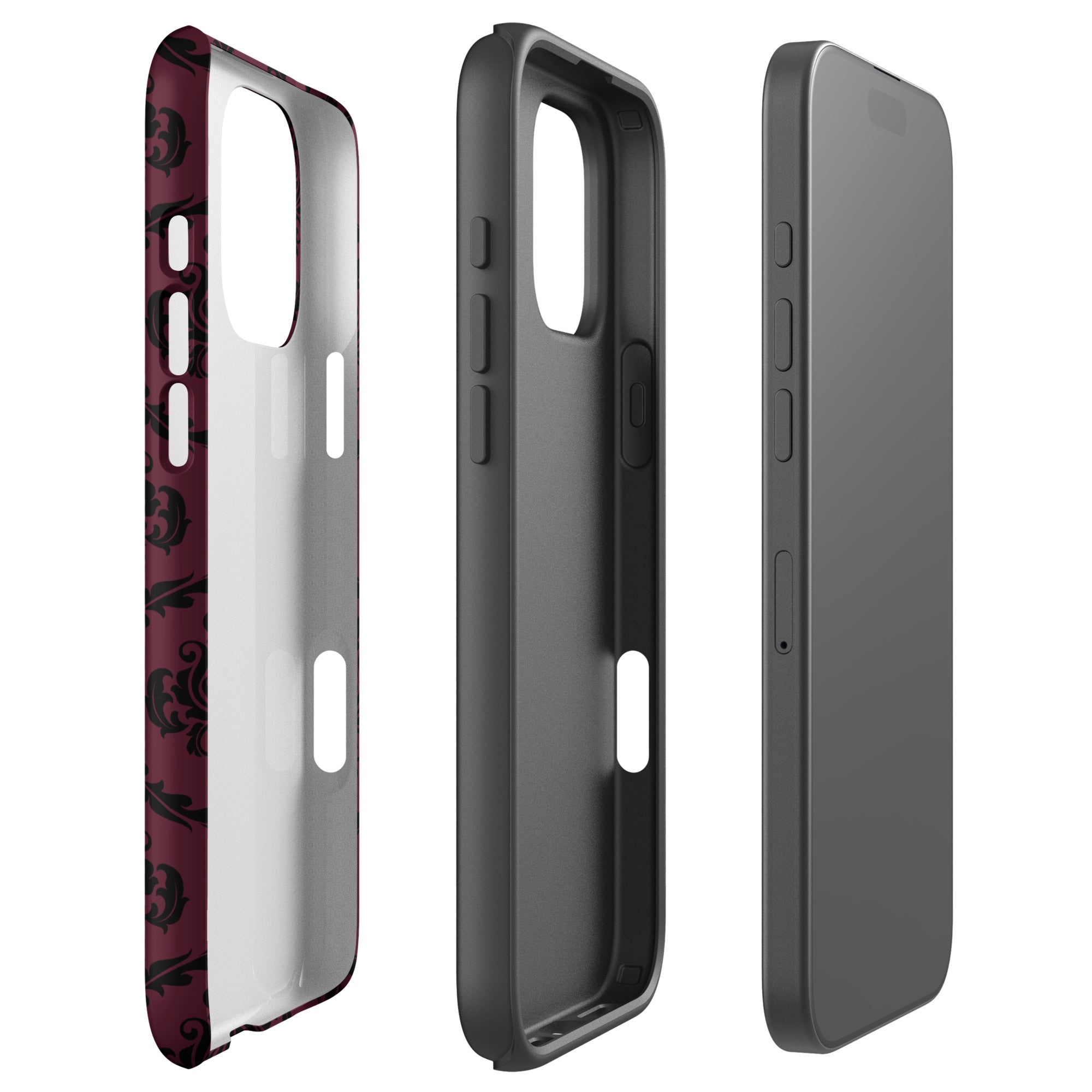 Burgundy Gothic Damask Tough Case for iPhone